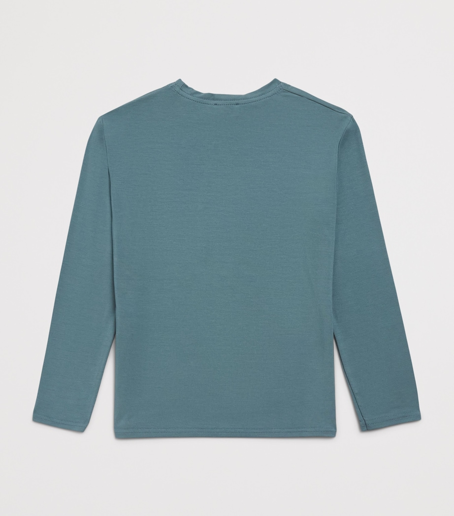 Homebody Kids Contrast-Detail Pyjama Top Teal Mist Image 2