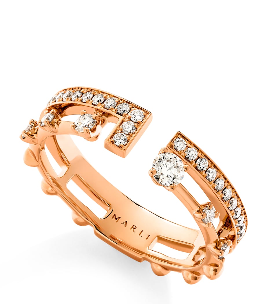 Rose Gold and Diamond Avenues Index Ring (Size 6) ROSE GOLD Image 1