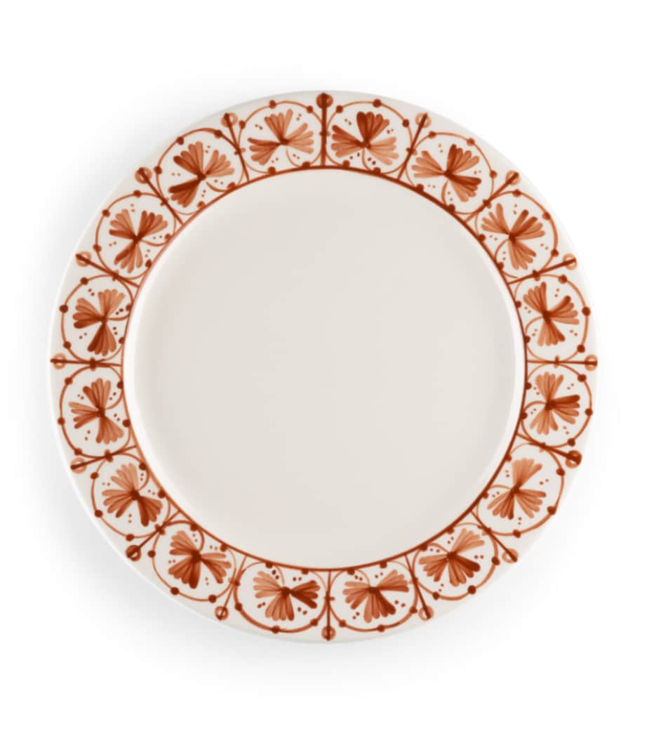 Set of 4 Seville Dinner Plates (26cm) WHITE/ TERRACOTTA Image 1