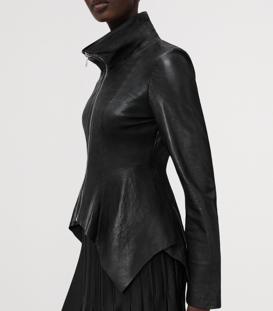 AllSaints Womens Leather Grace Biker Jacket Black Image 5