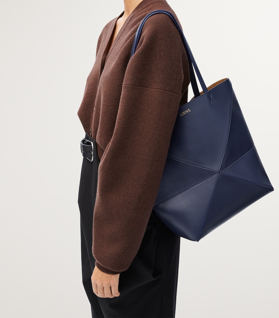 LOEWE Medium Leather Puzzle Fold Tote Bag Abyss Blue Image 8