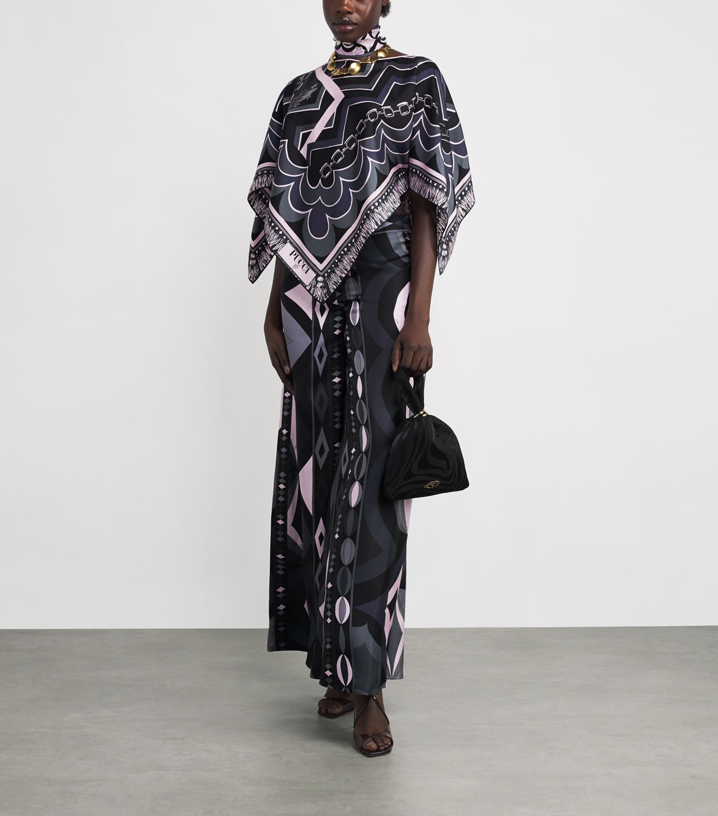 Silk Wide-Leg Trousers 023/BLACK PINK Image 2