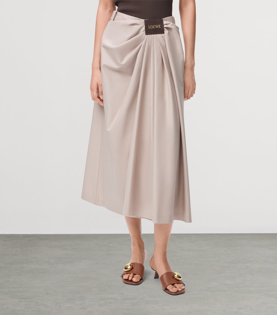 Cotton-Silk Draped Midi Skirt LIGHT PINK Image 3