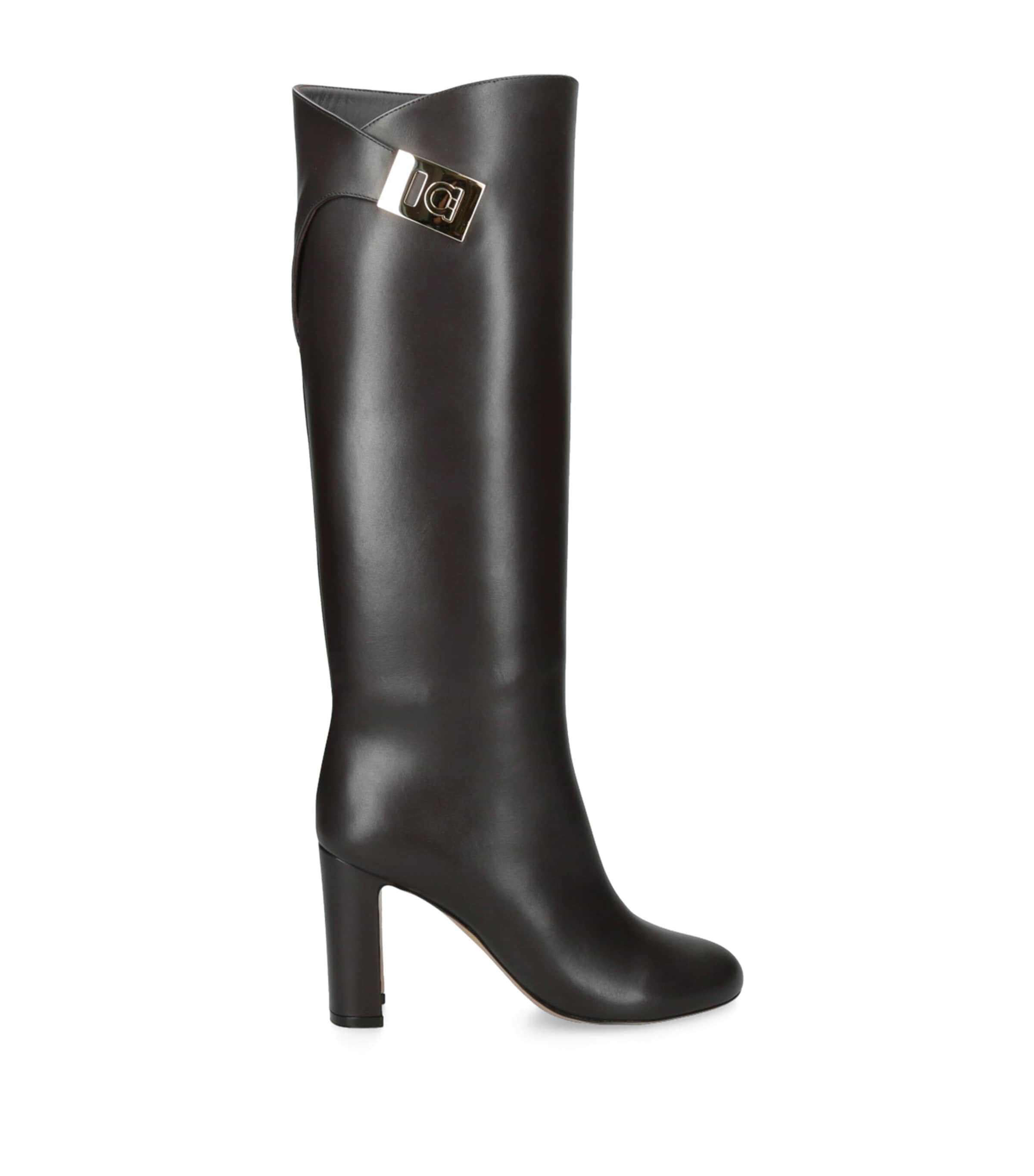 Salvatore Ferragamo Brown Leather Enni Knee-High Boots 95 | Harrods US