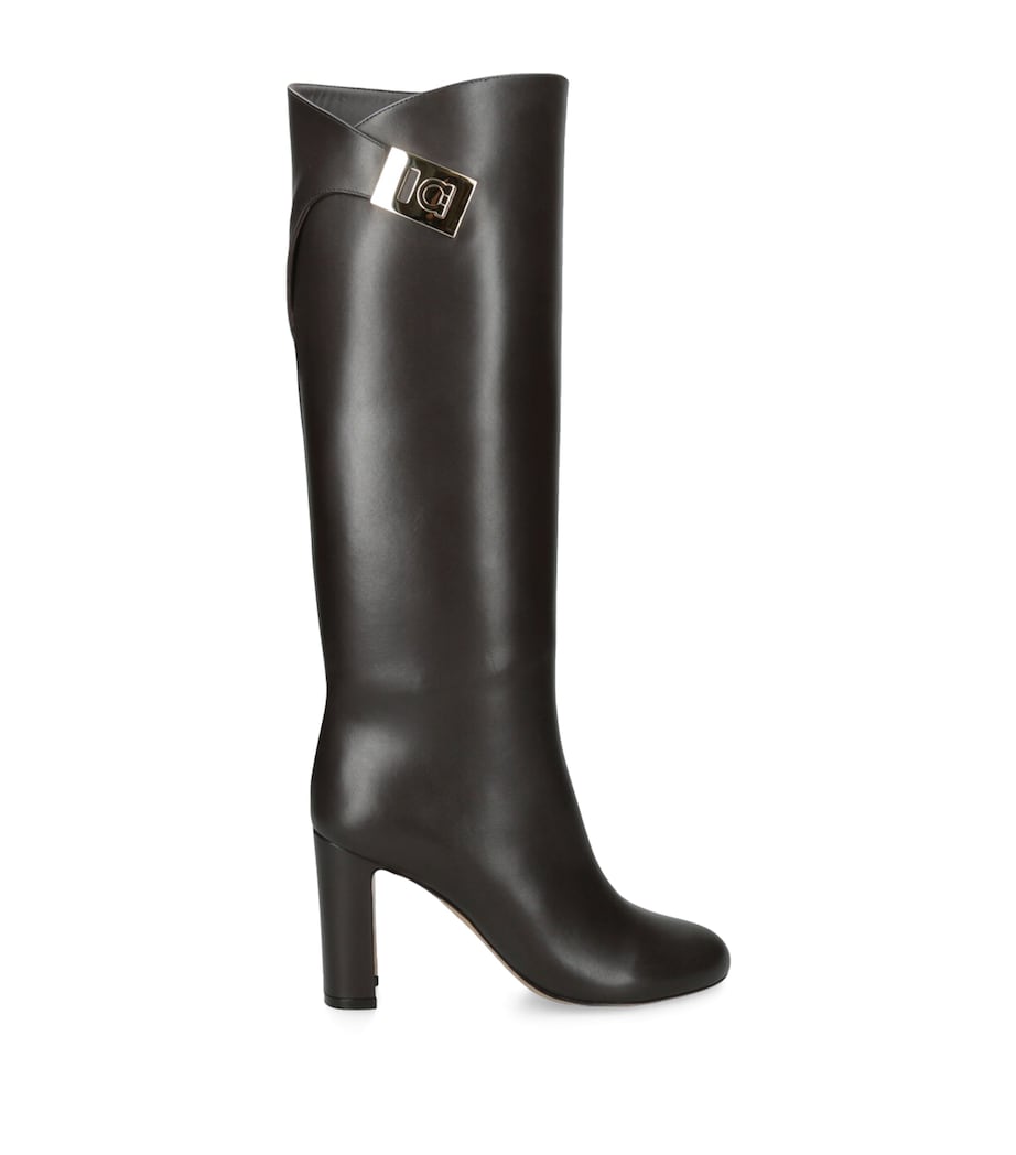 Salvatore Ferragamo Brown Leather Enni Knee-High Boots 95 | Harrods US