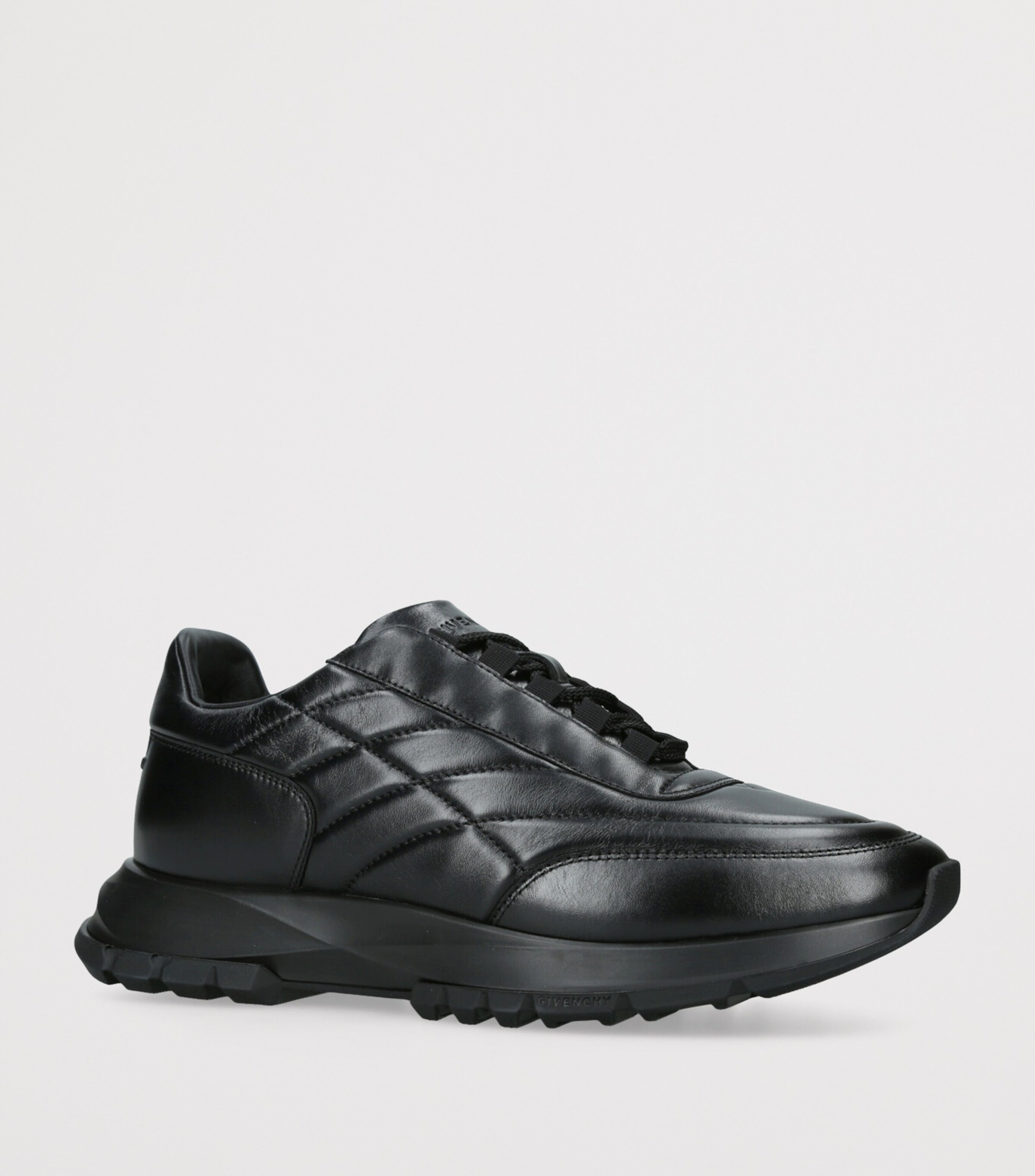 Padded Leather Sneakers BLACK Image 3