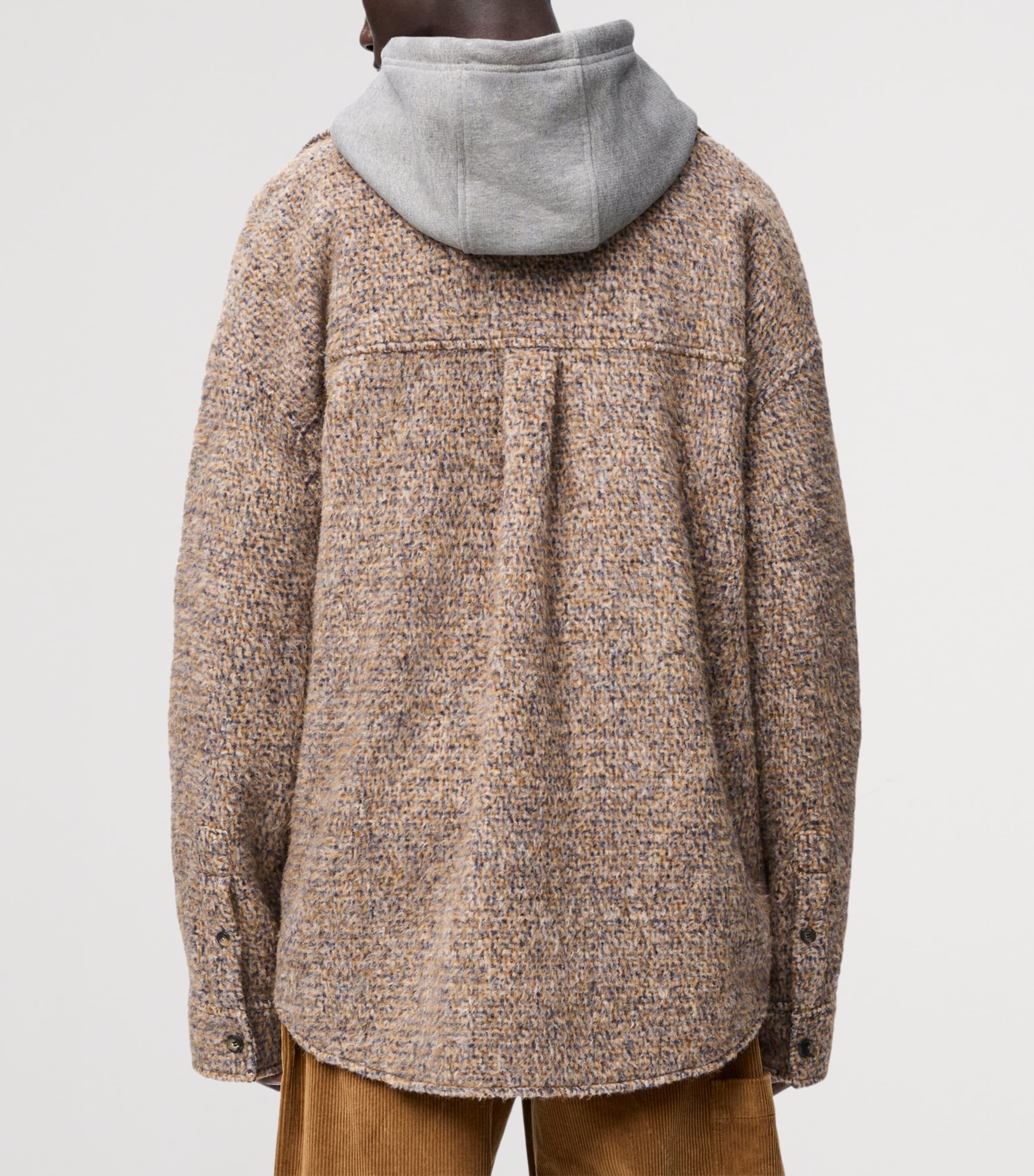 Wool-Blend Micro-Check Overshirt BEIGE/BLUE MELANGE Image 4