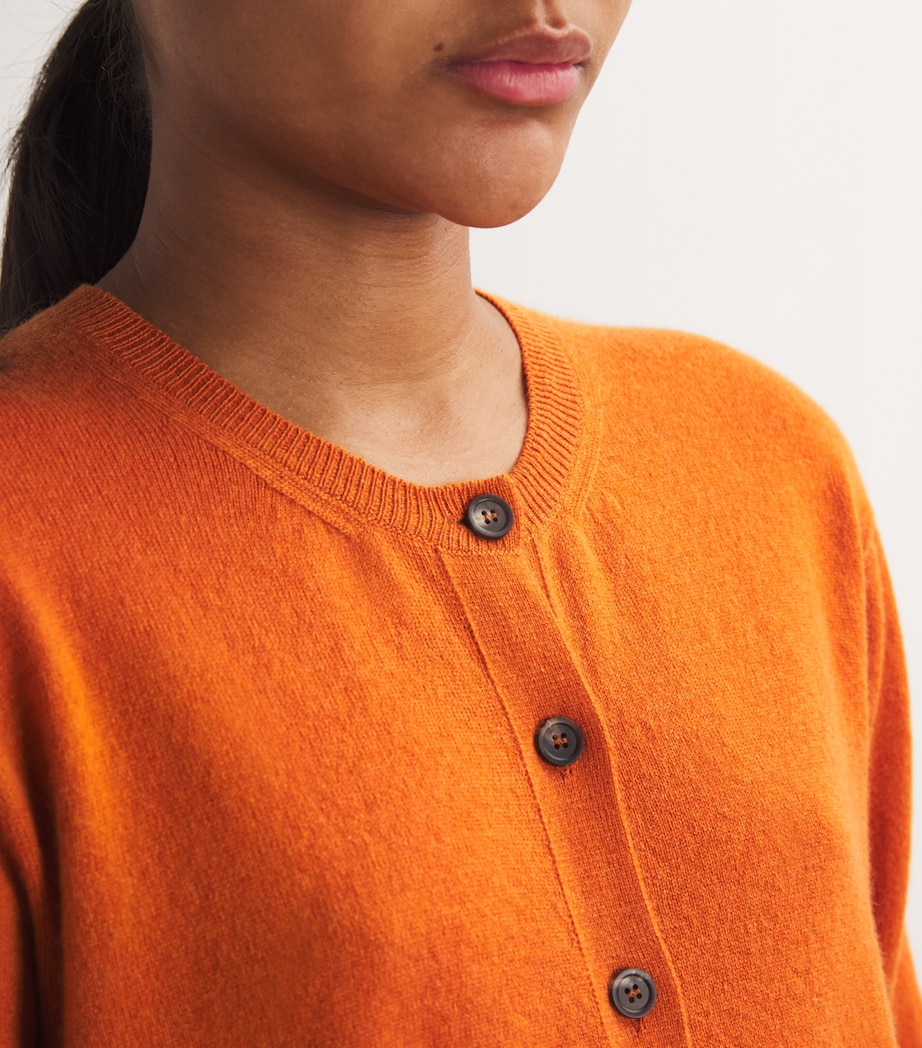 Johnstons Of Elgin Womens Cashmere Round-Neck Cardigan Burnt Orange Image 6