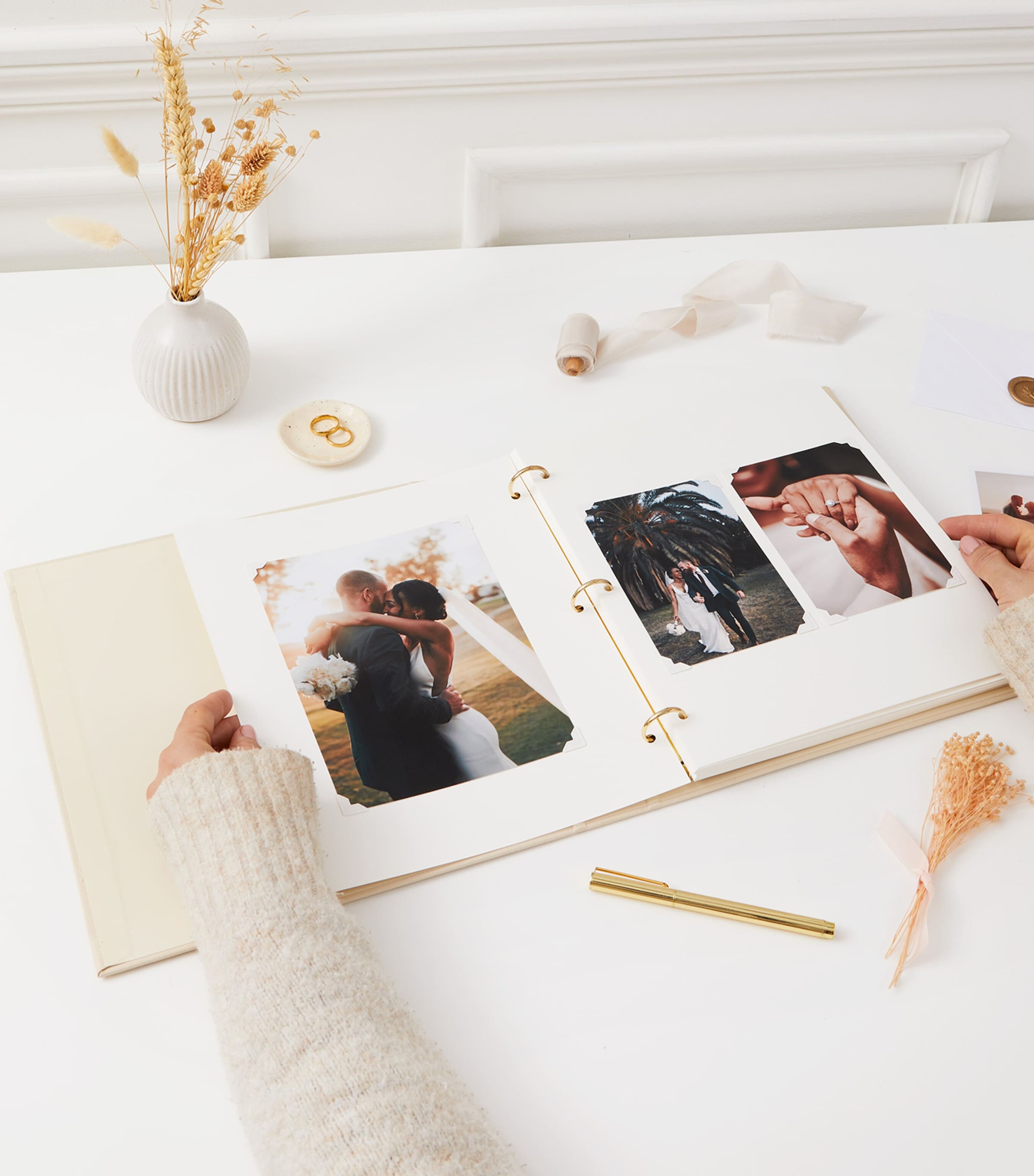 Blush and Gold Our Wedding Day Photo Album Ivory/beige, Gold Image 7