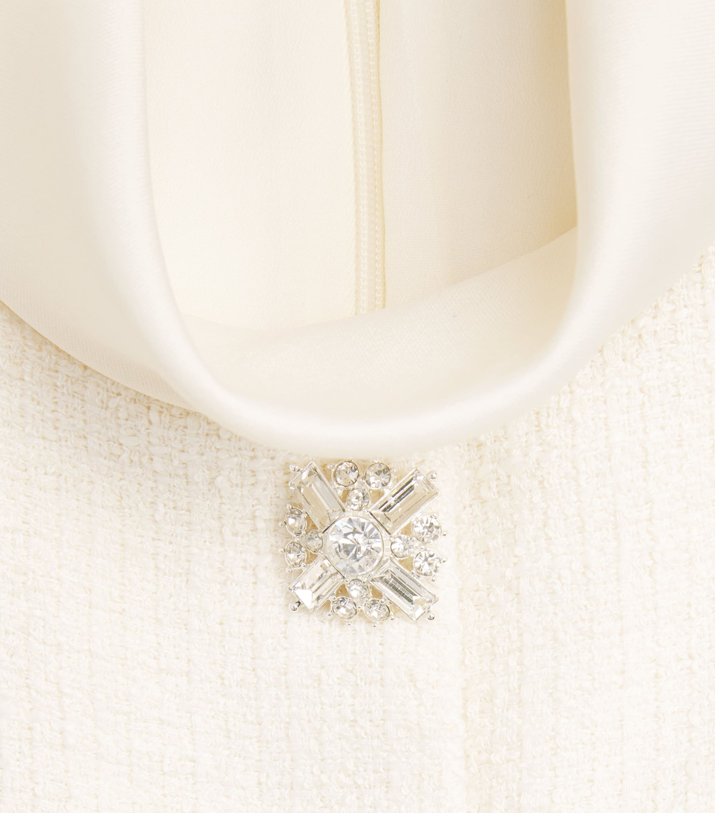 Bouclé Chiffon Midi Dress CREAM Image 5