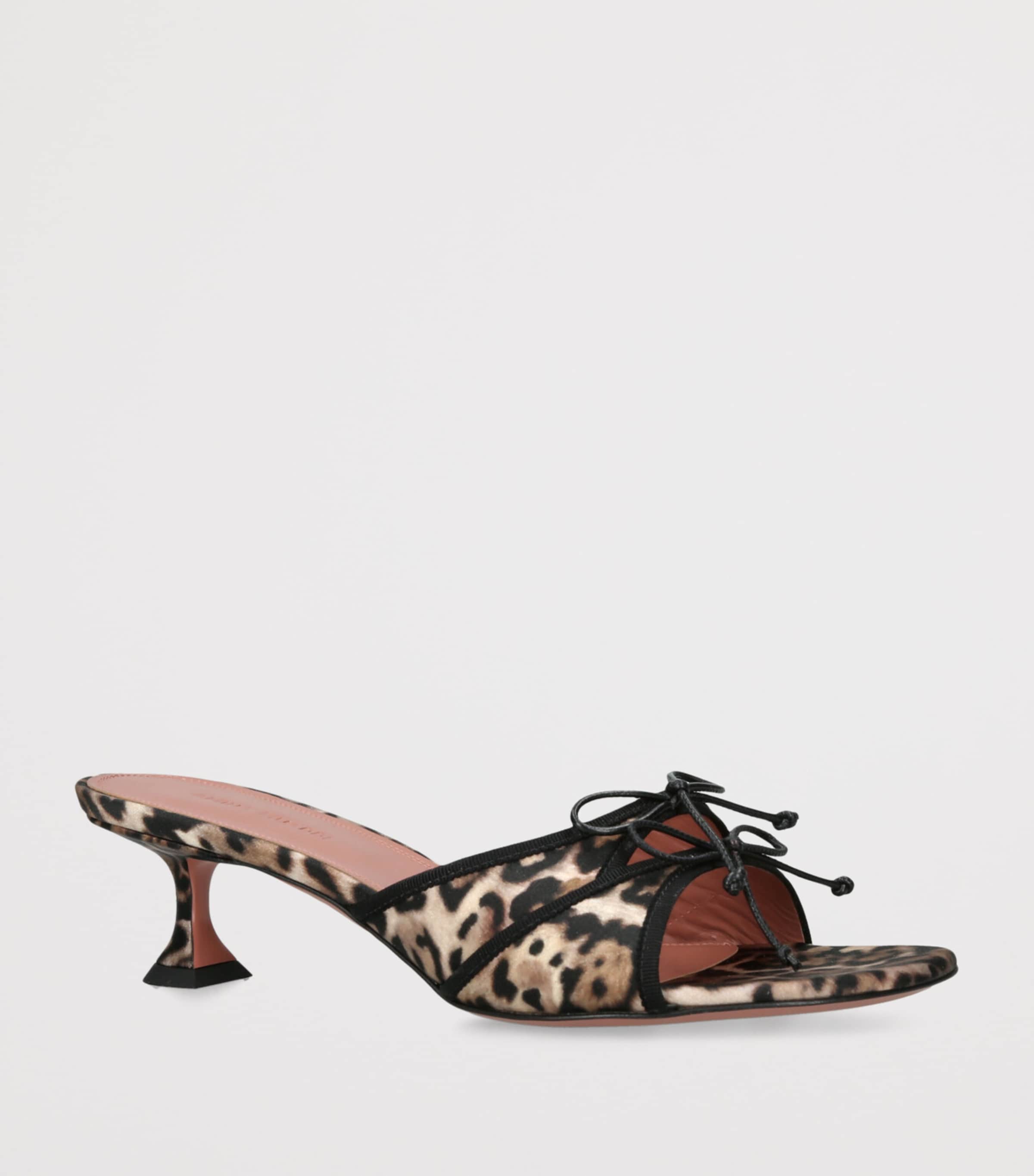 Amina Muaddi Satin Leopard Print Eleonora Heeled Mules 45 Dk.brn Com Image 3