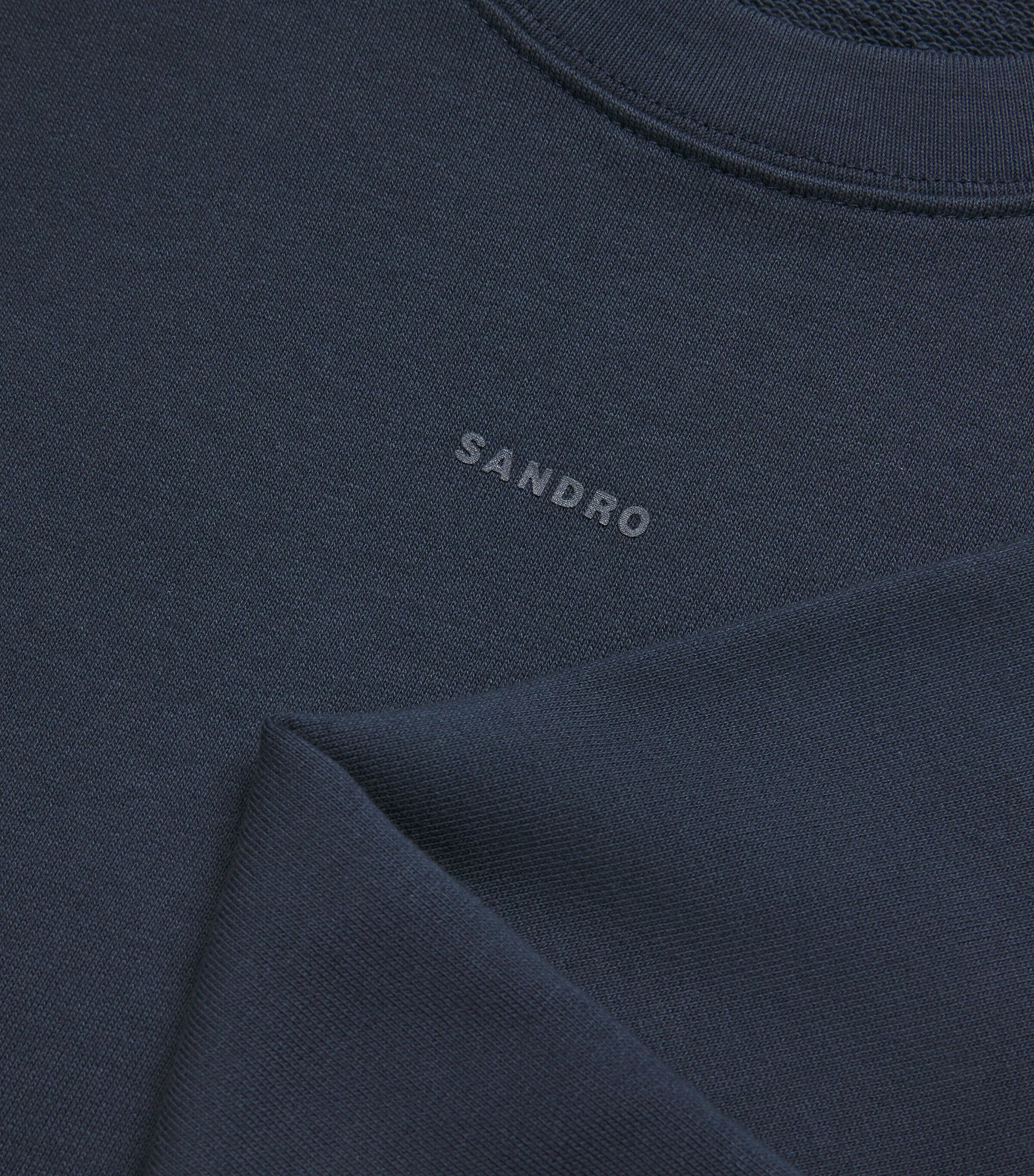 Sandro Paris Mens Cotton Logo Sweatshirt Navy Blue Image 6