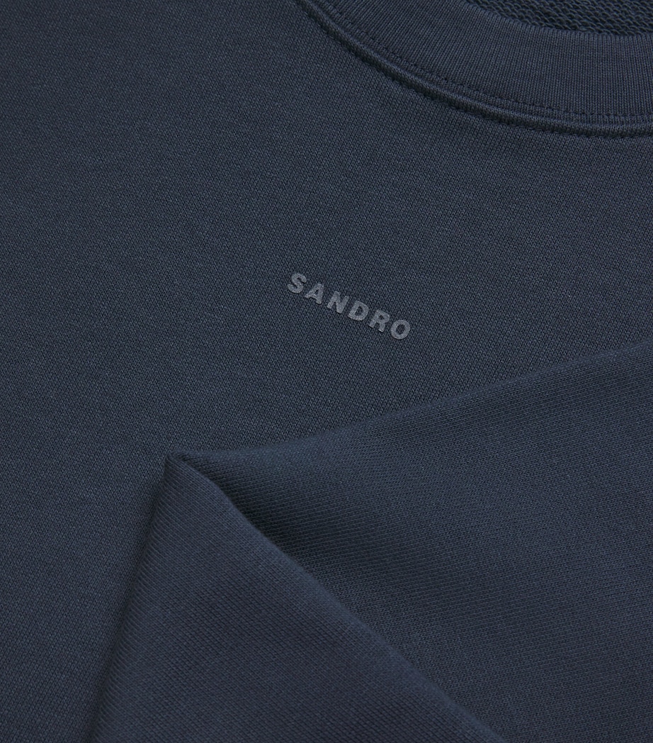 Sandro Paris Mens Cotton Logo Sweatshirt Navy Blue Image 6