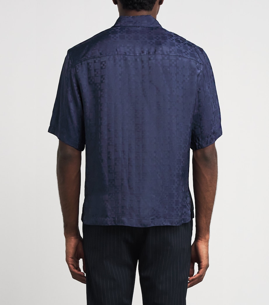 Sandro Paris Mens Jacquard Cross Short-Sleeve Shirt Navy Blue Image 5