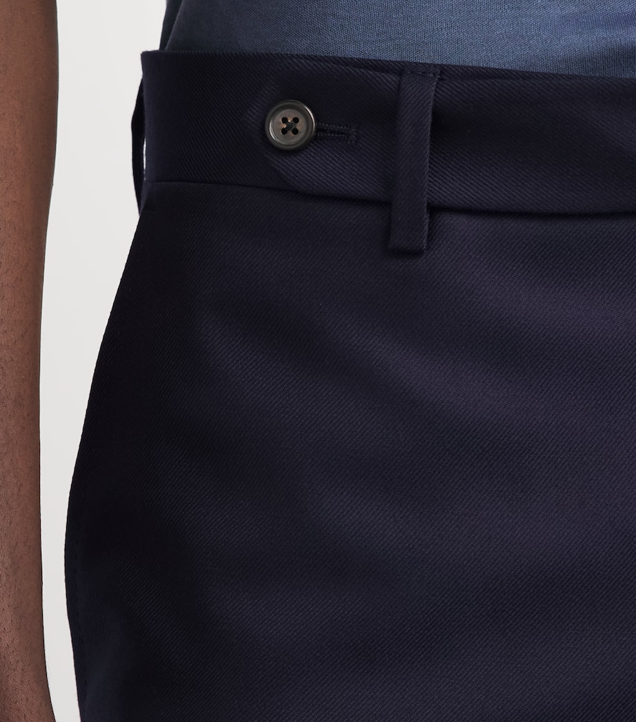 Corneliani Mens Virgin Wool Slim Trousers Dark Blue Image 3