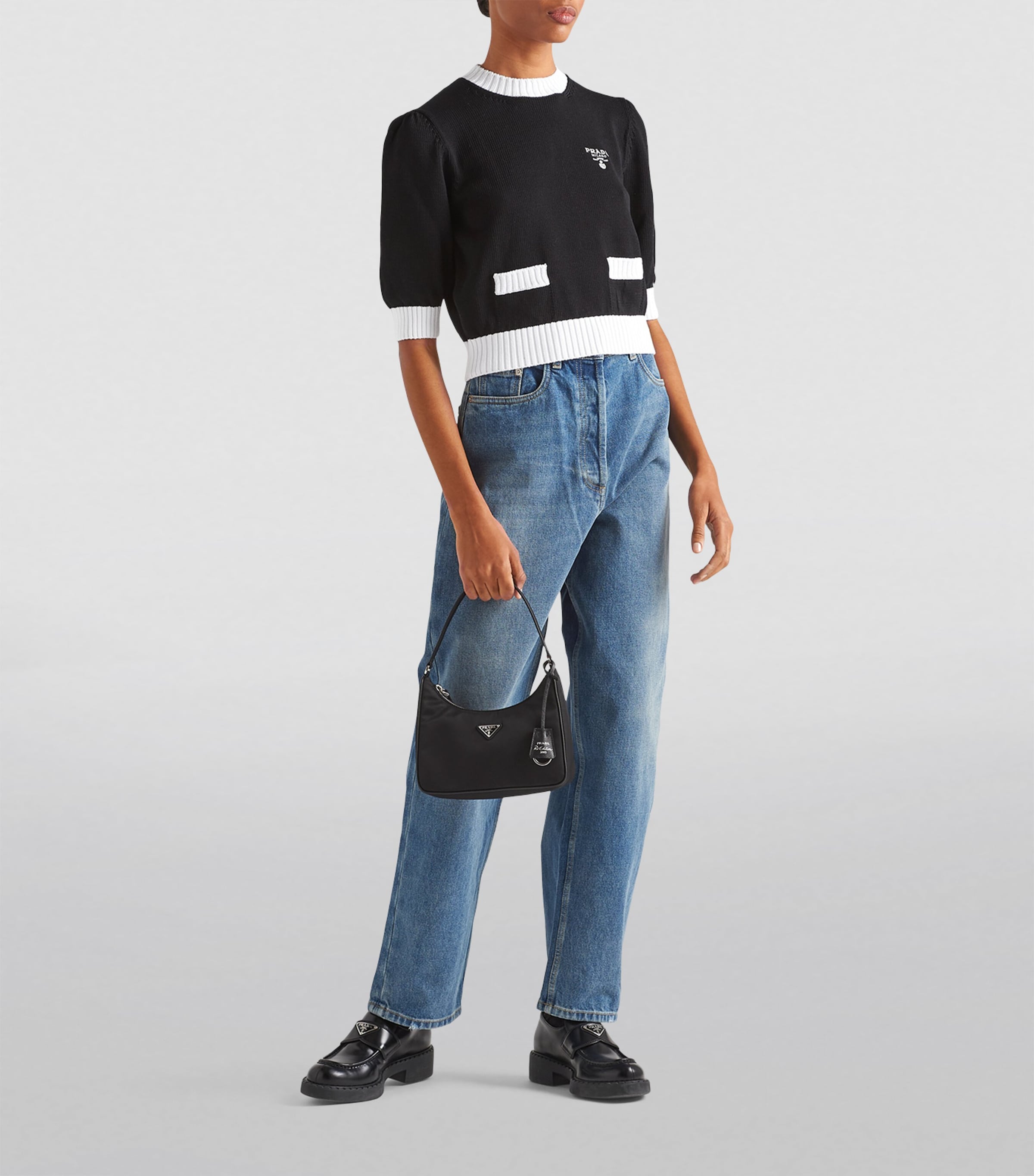 Prada Womens Contrast-Trim Sweater Image 2