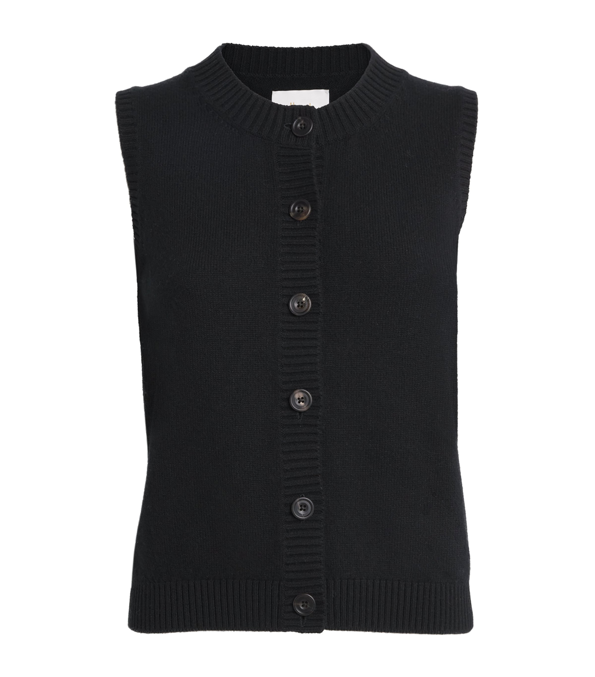 Harrods Womens Cashmere-Cotton Sweater Vest Black Image 1