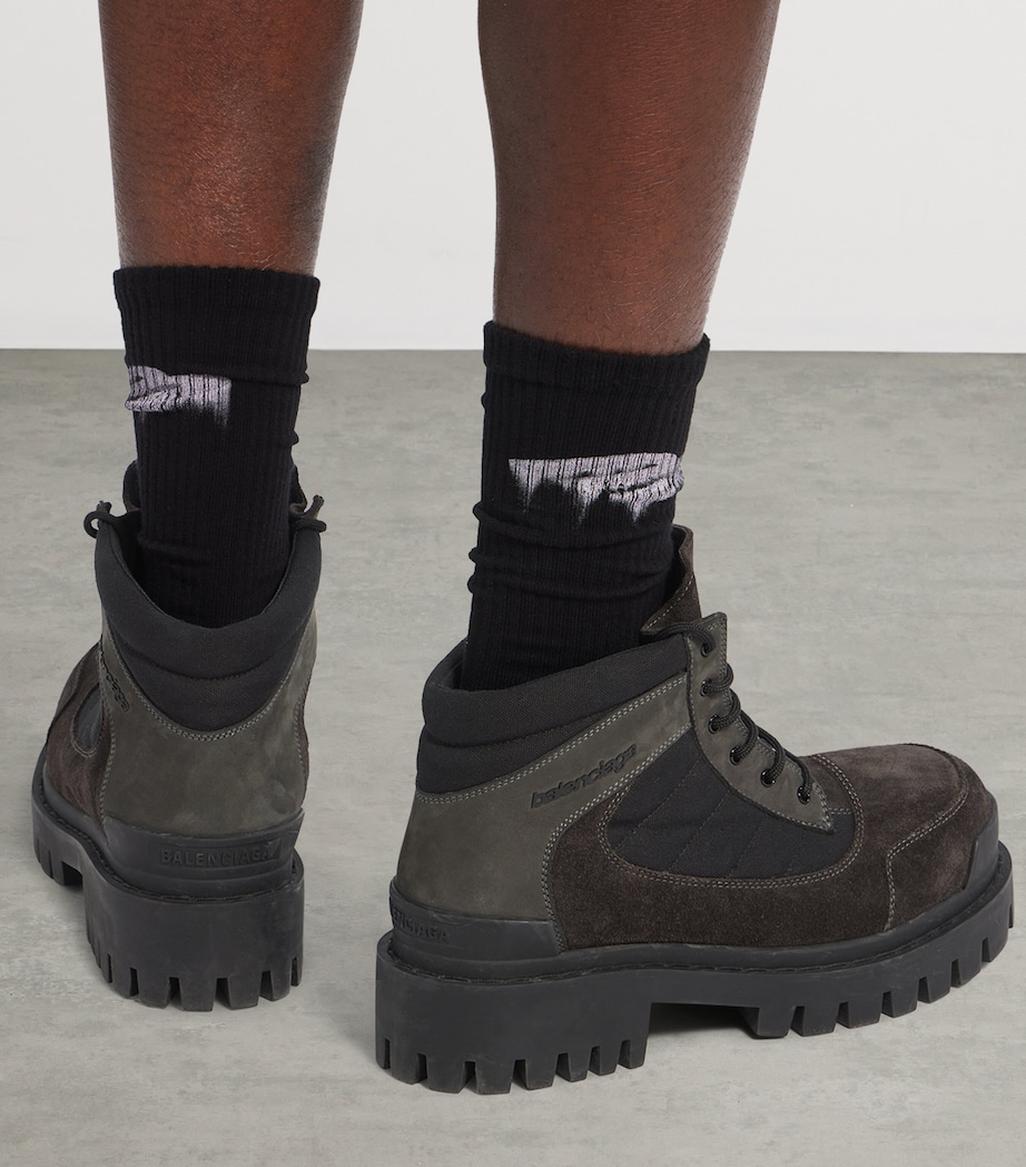 Balenciaga Leather-Cotton Combat Strike Ankle Boots Image 3
