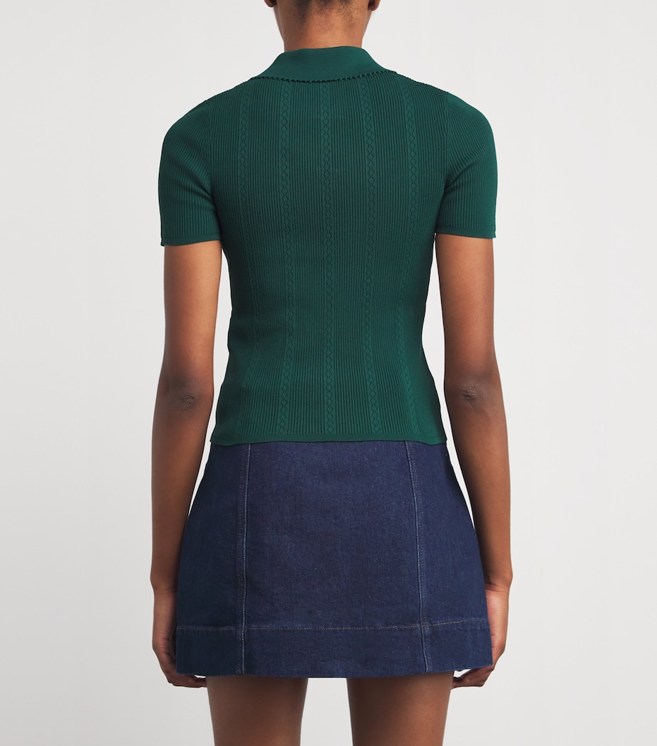 Pointelle-Knit Polo Shirt DARK GREEN Image 4