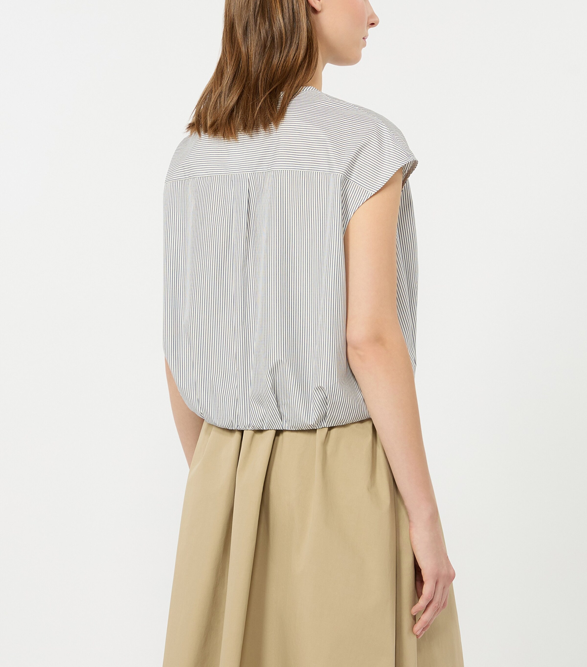Weekend Max Mara Womens Collarless Stripe Shirt Navy Image 3
