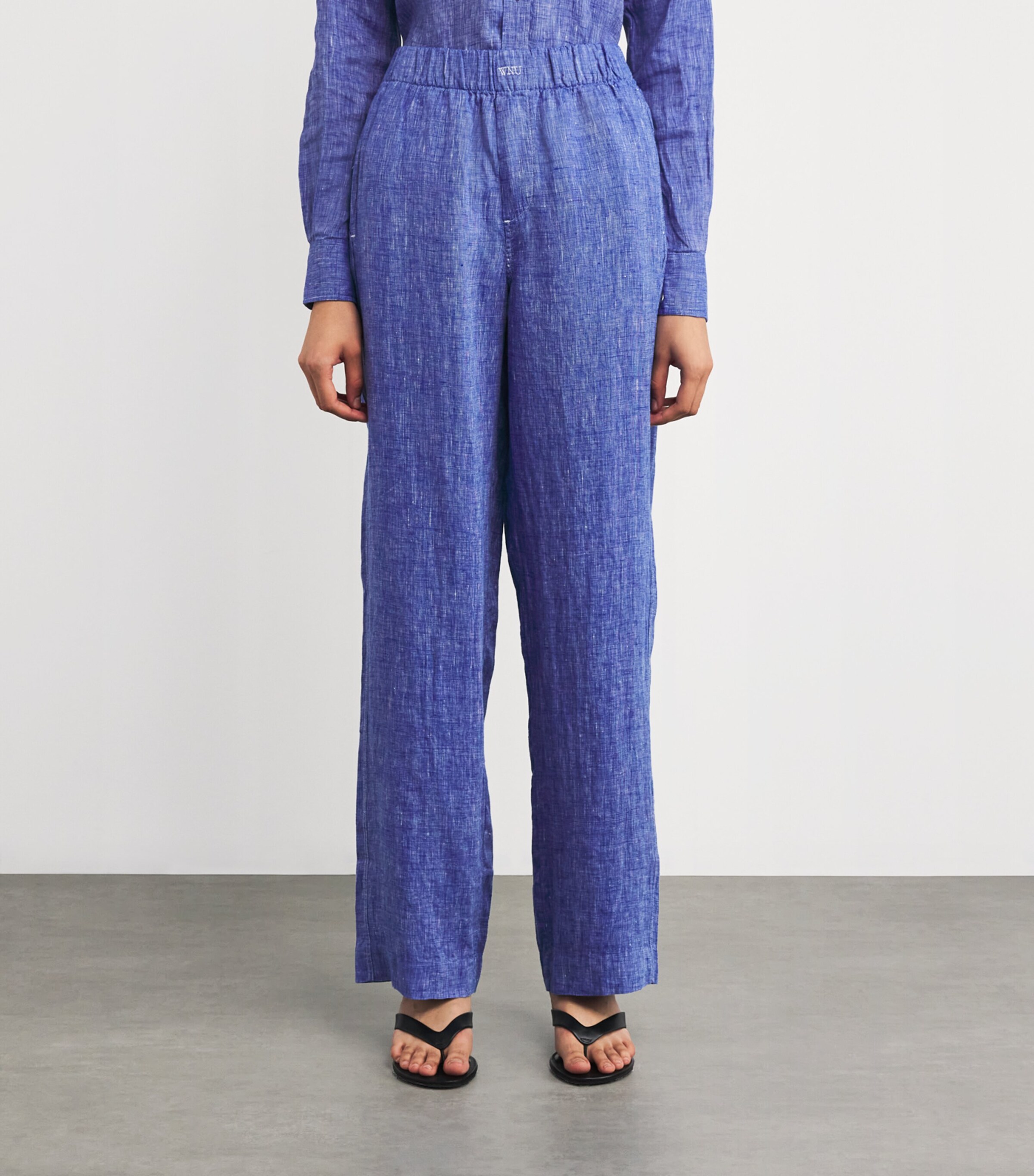 With Nothing Underneath Womens Linen The Palazzo Trousers Lapis Blue Image 3