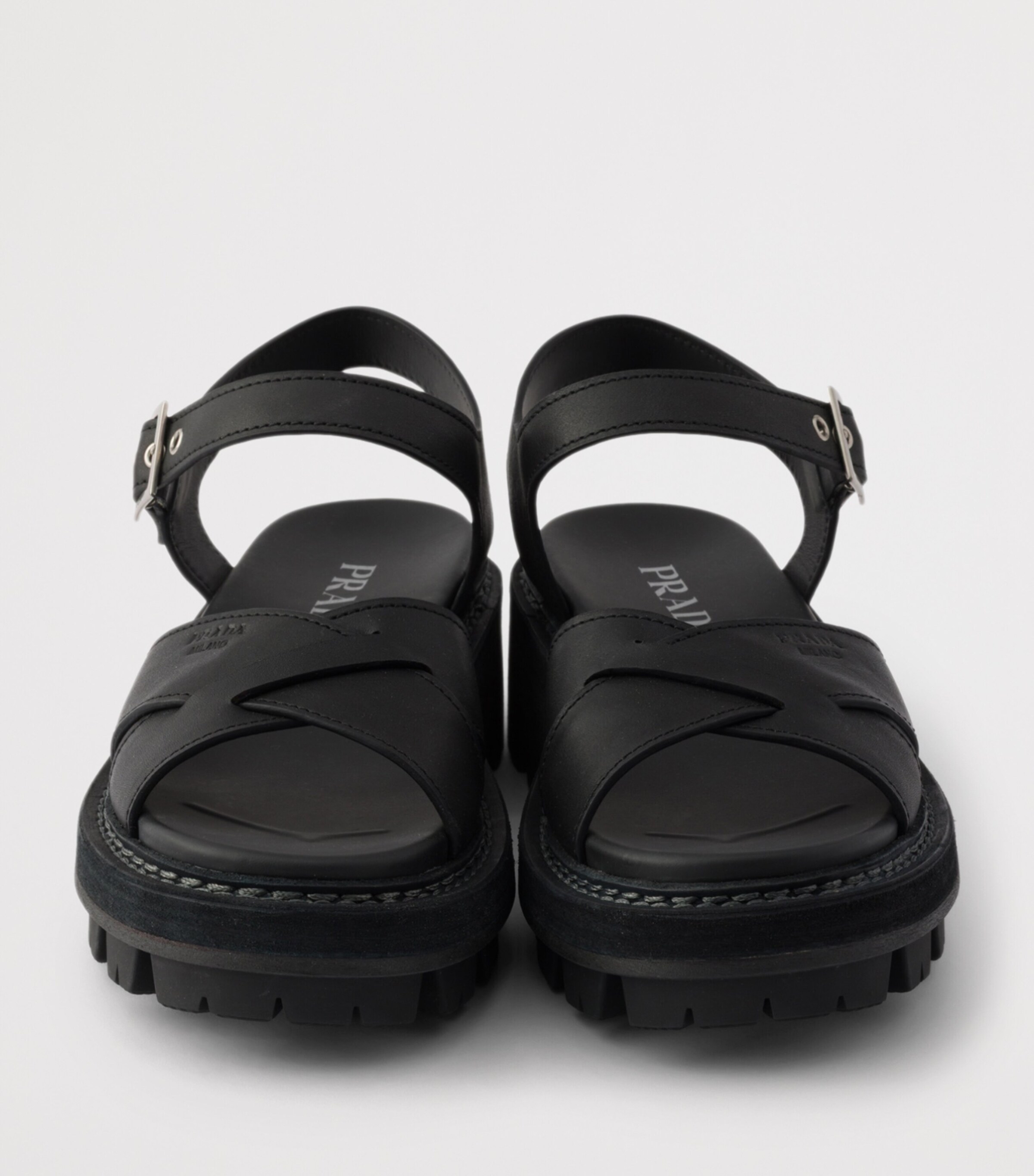 Prada Lambskin Platform Sandals 55 Black Image 5