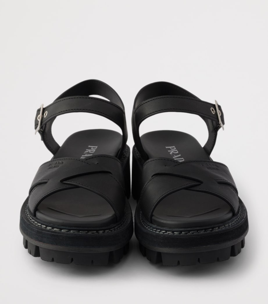 Prada Lambskin Platform Sandals 55 Black Image 5