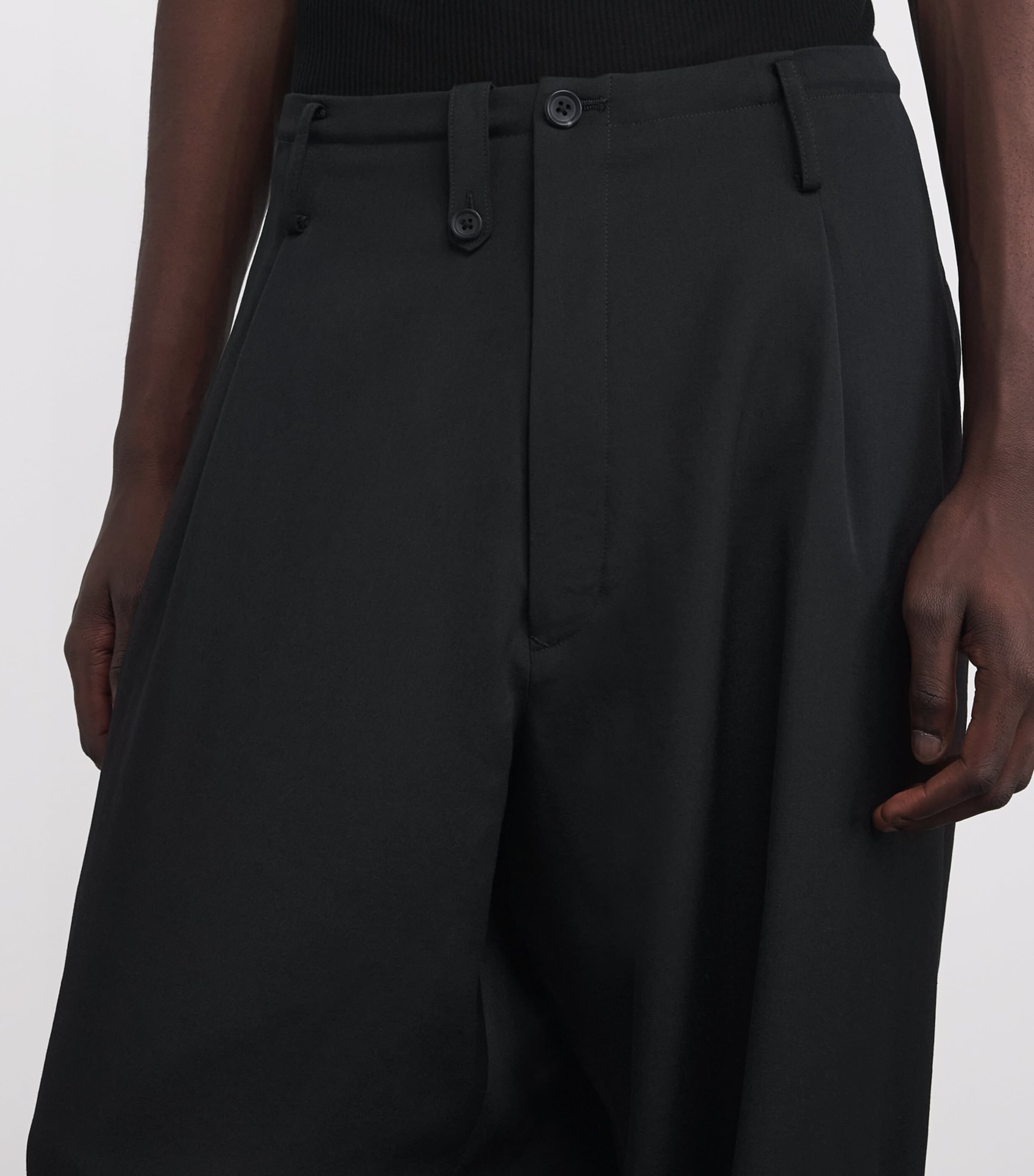 Wool String-Pleated Trousers BLACK 2 Image 6