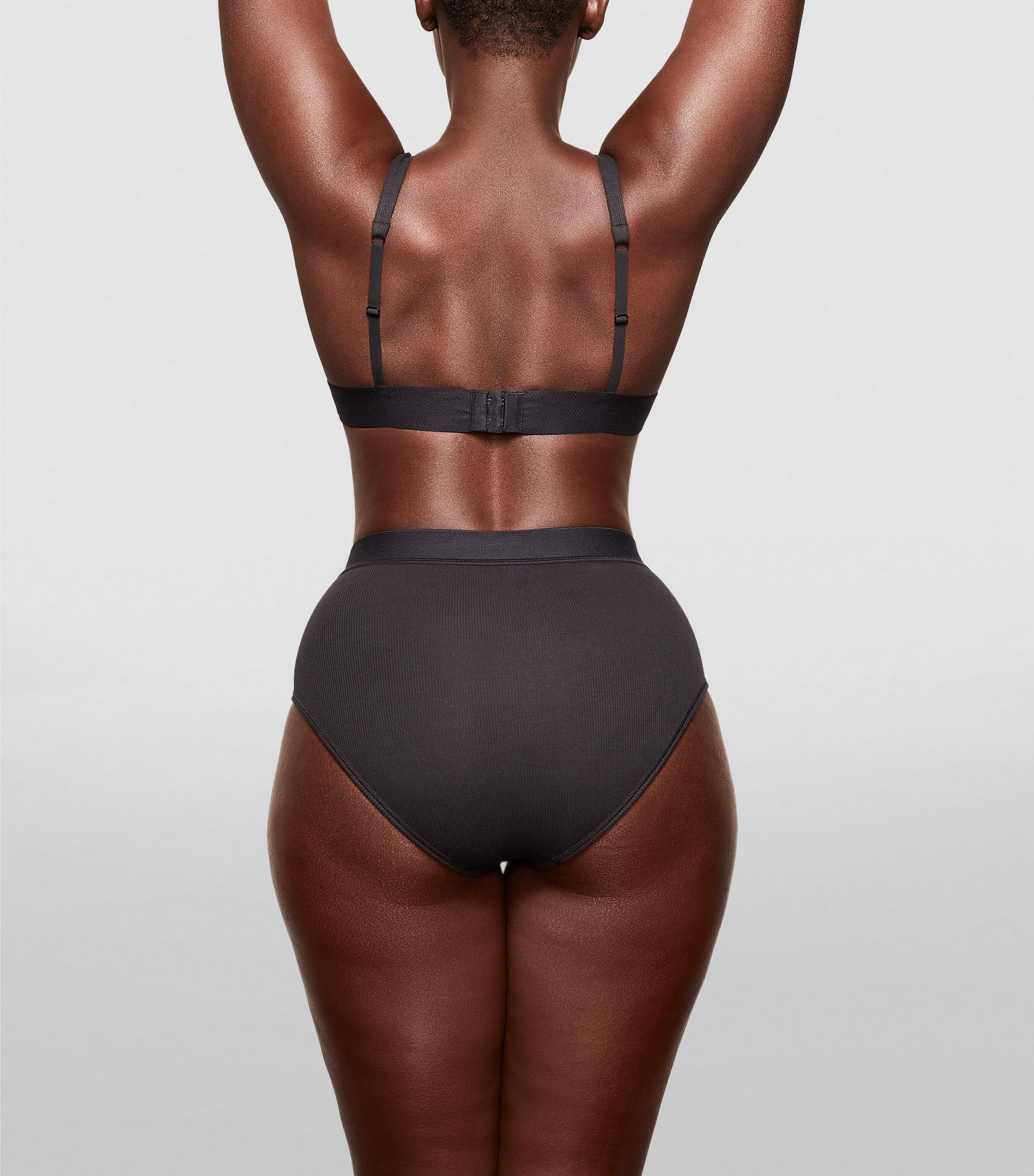 Cotton-Blend Plunge Bralette SOOT Image 3