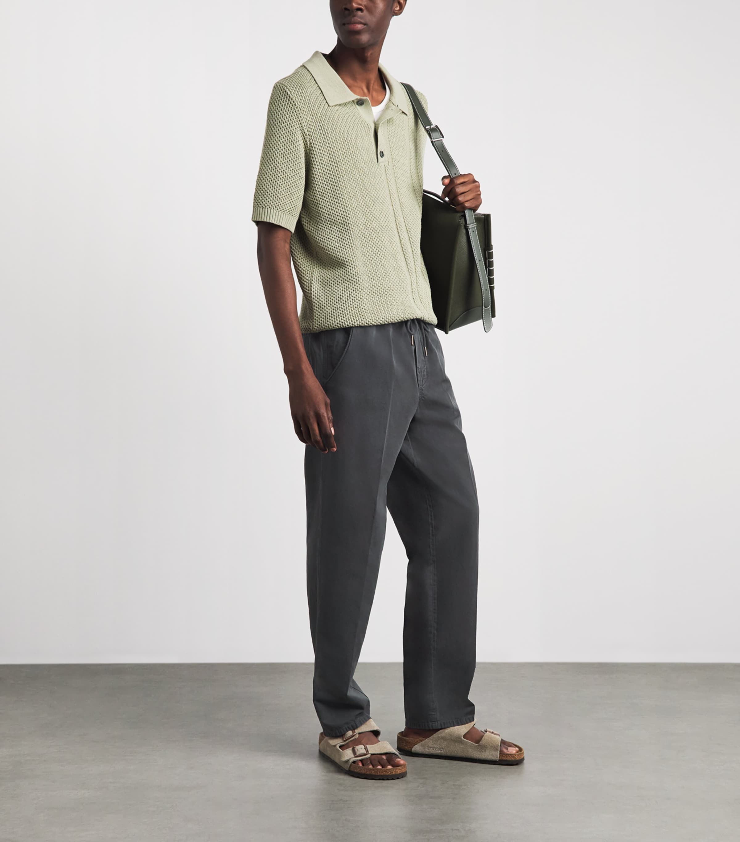 Citizens of Humanity Mens Linen Drawstring Trousers Washed Black Image 2
