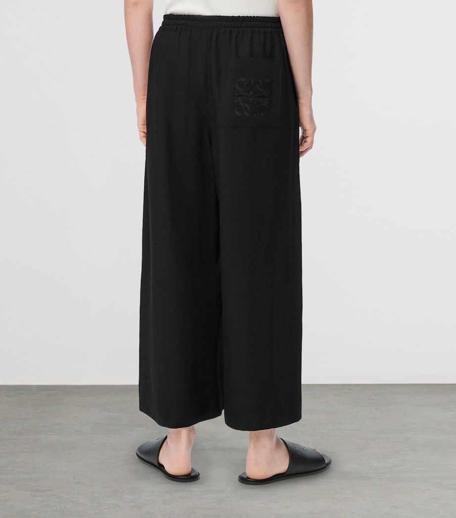 LOEWE Mens x Paula's Ibiza Cropped Wide-Leg Trousers Black Image 4