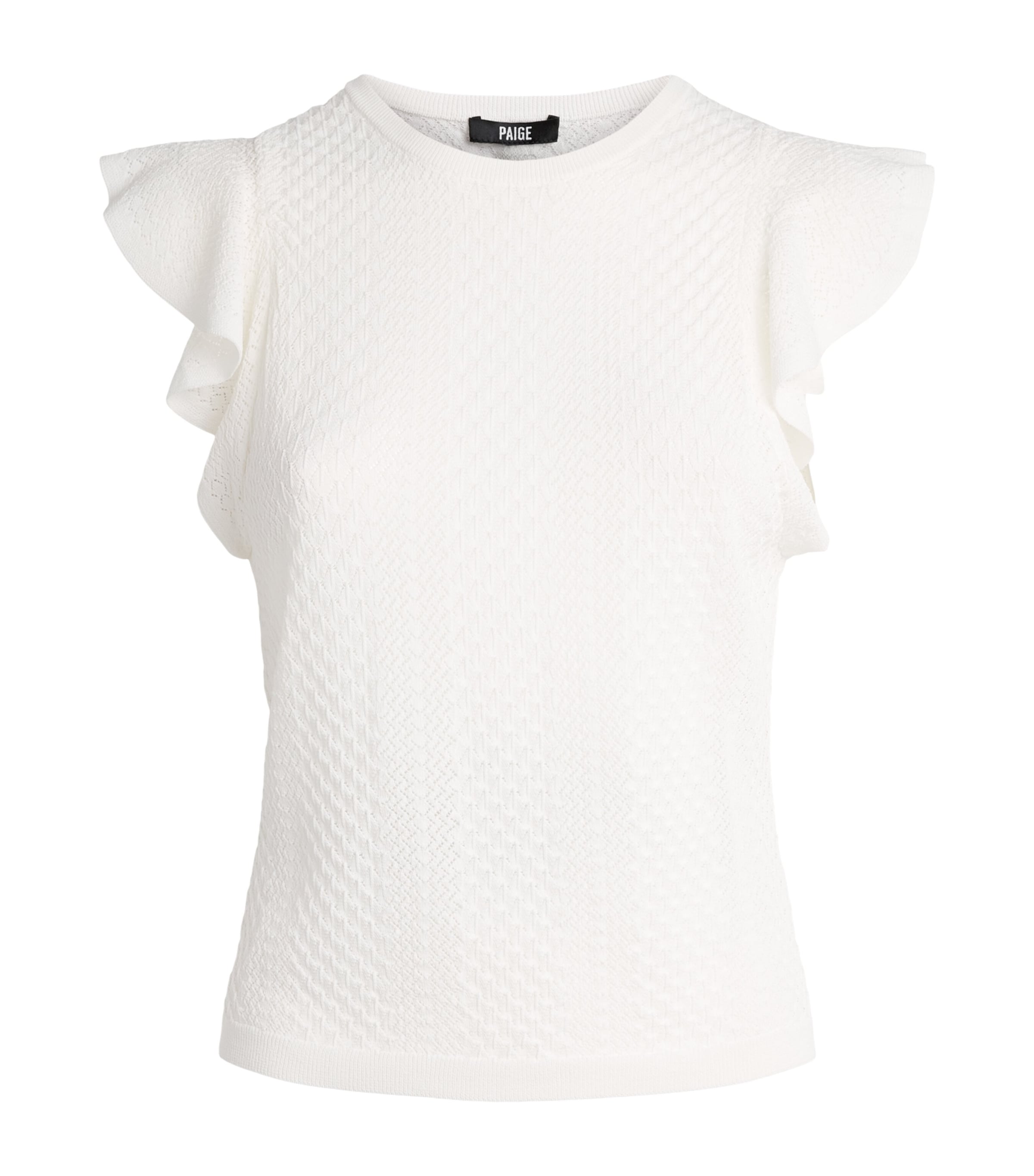 PAIGE Womens Ruffled Margo Tank Top White Image 1