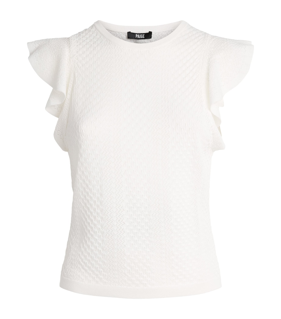 PAIGE Womens Ruffled Margo Tank Top White Image 1