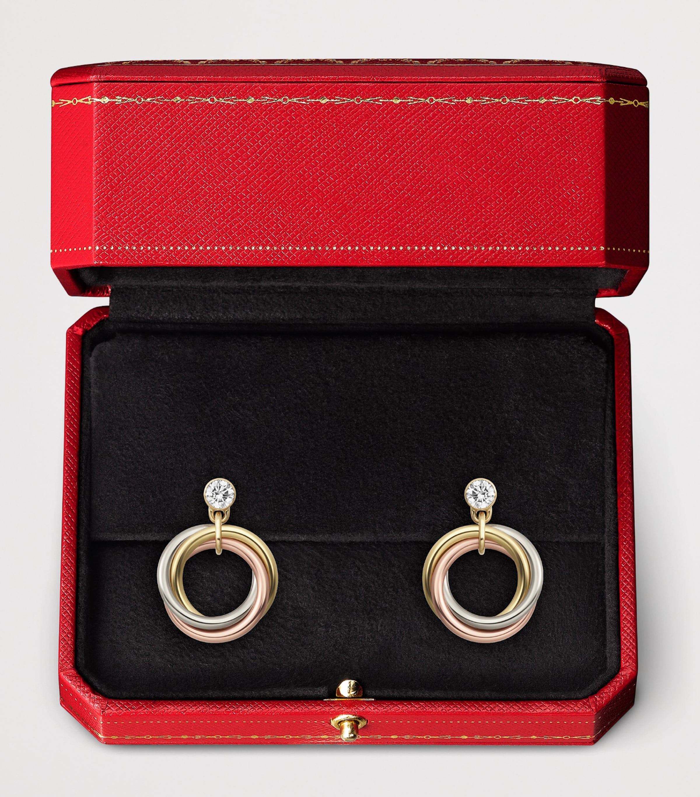 Mini White, Yellow, Rose Gold and Diamond Trinity Earrings MIXED GOLD Image 5