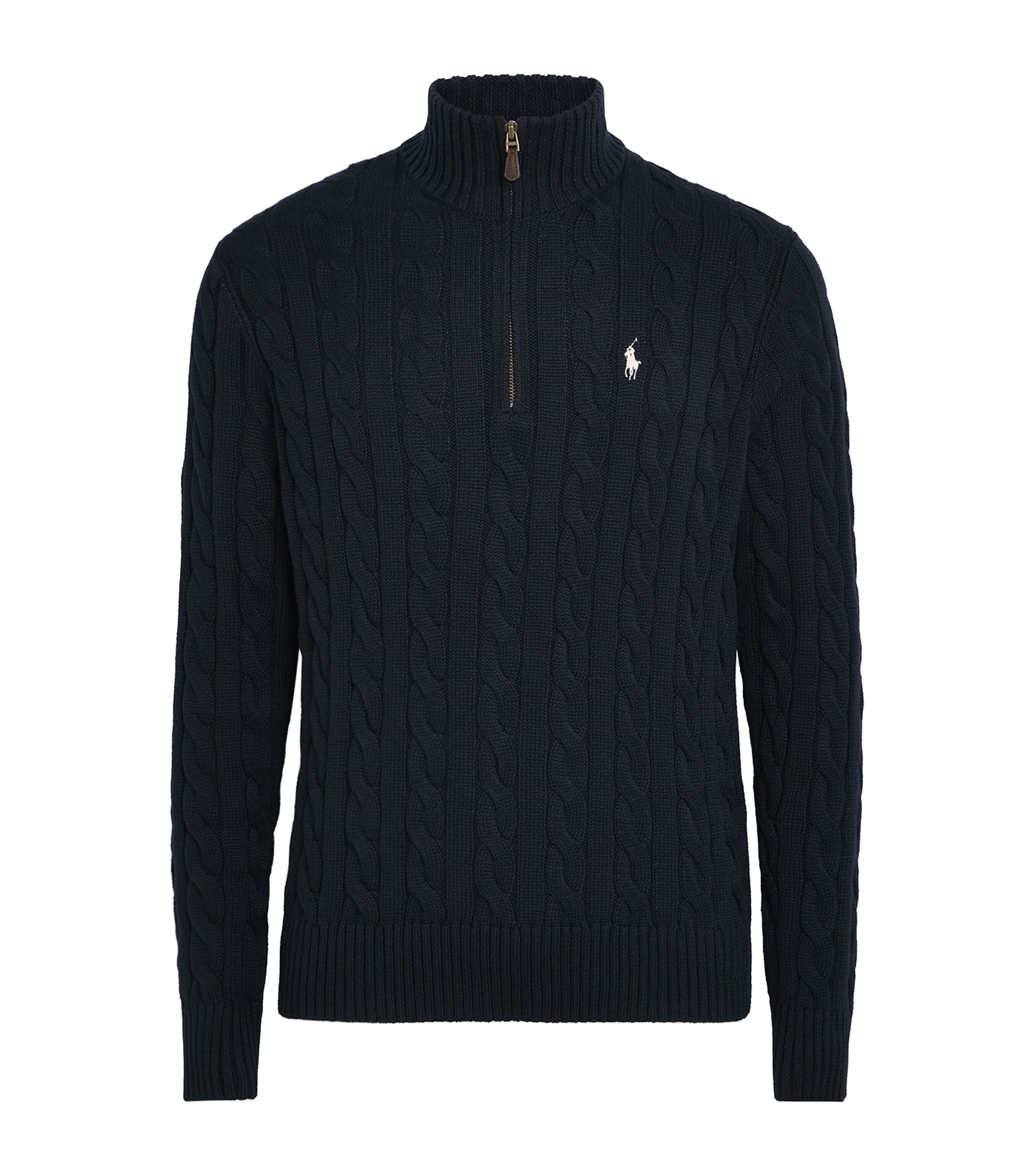 Polo Ralph Lauren Mens Cotton Cable-Knit Sweater Hunter Navy W/ Image 1