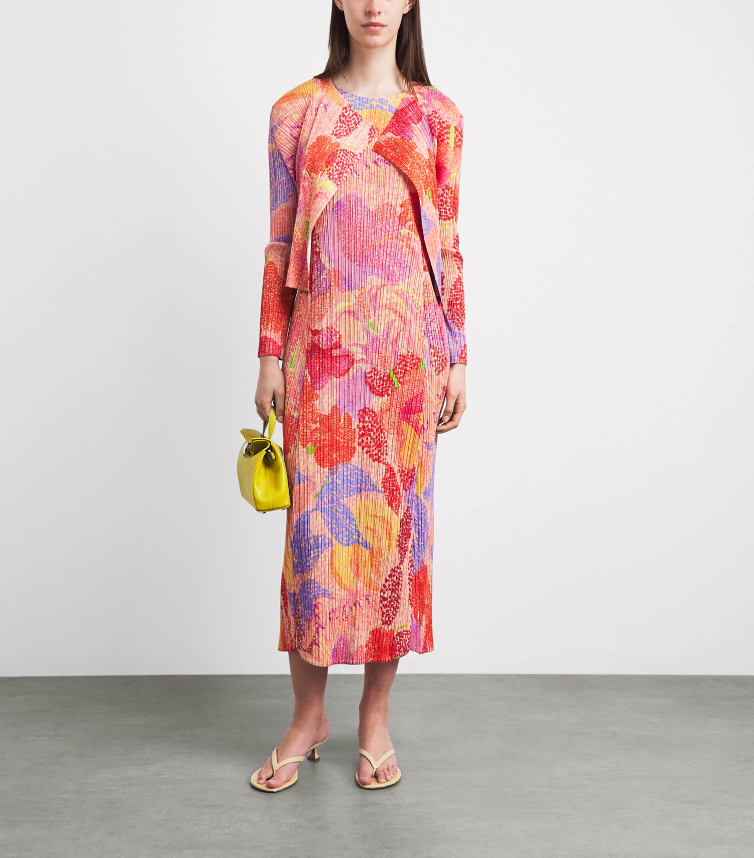 Pleats Please Issey Miyake Womens Pleated Foggy Forest Midi Dress Pink Image 2