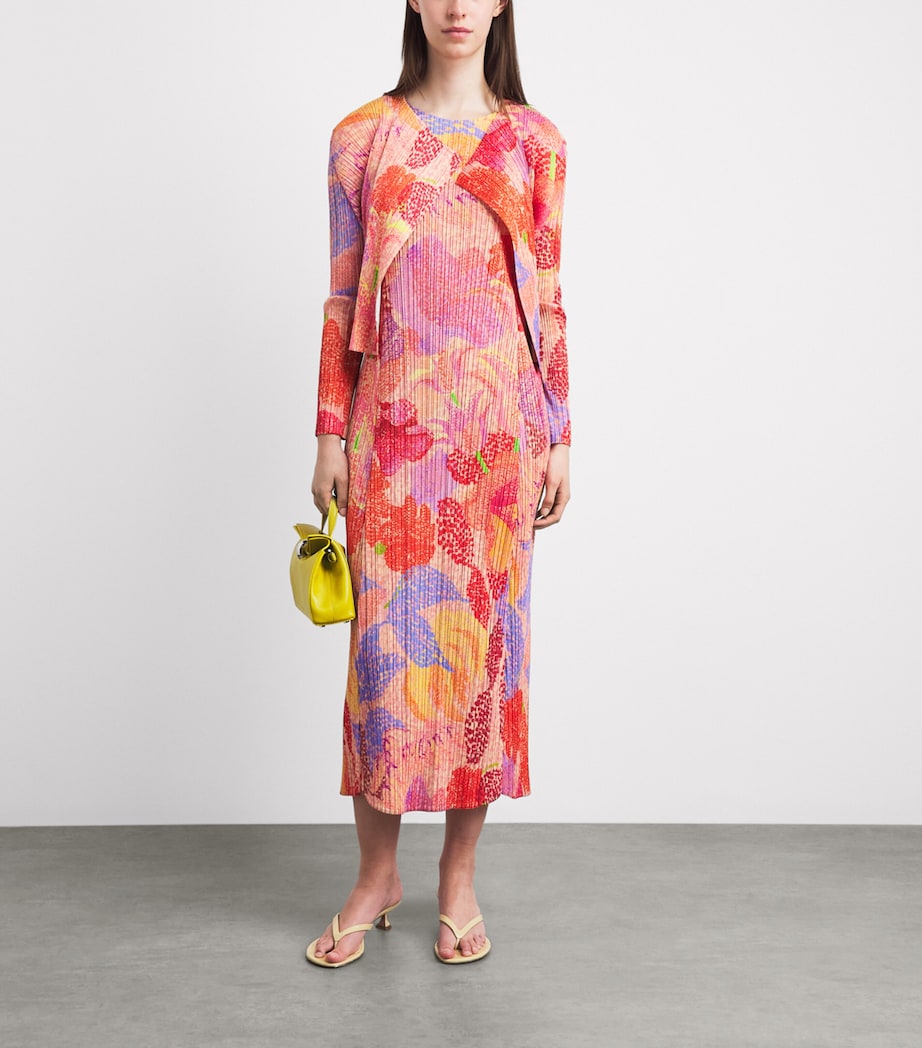 Pleats Please Issey Miyake Womens Pleated Foggy Forest Midi Dress Pink Image 2