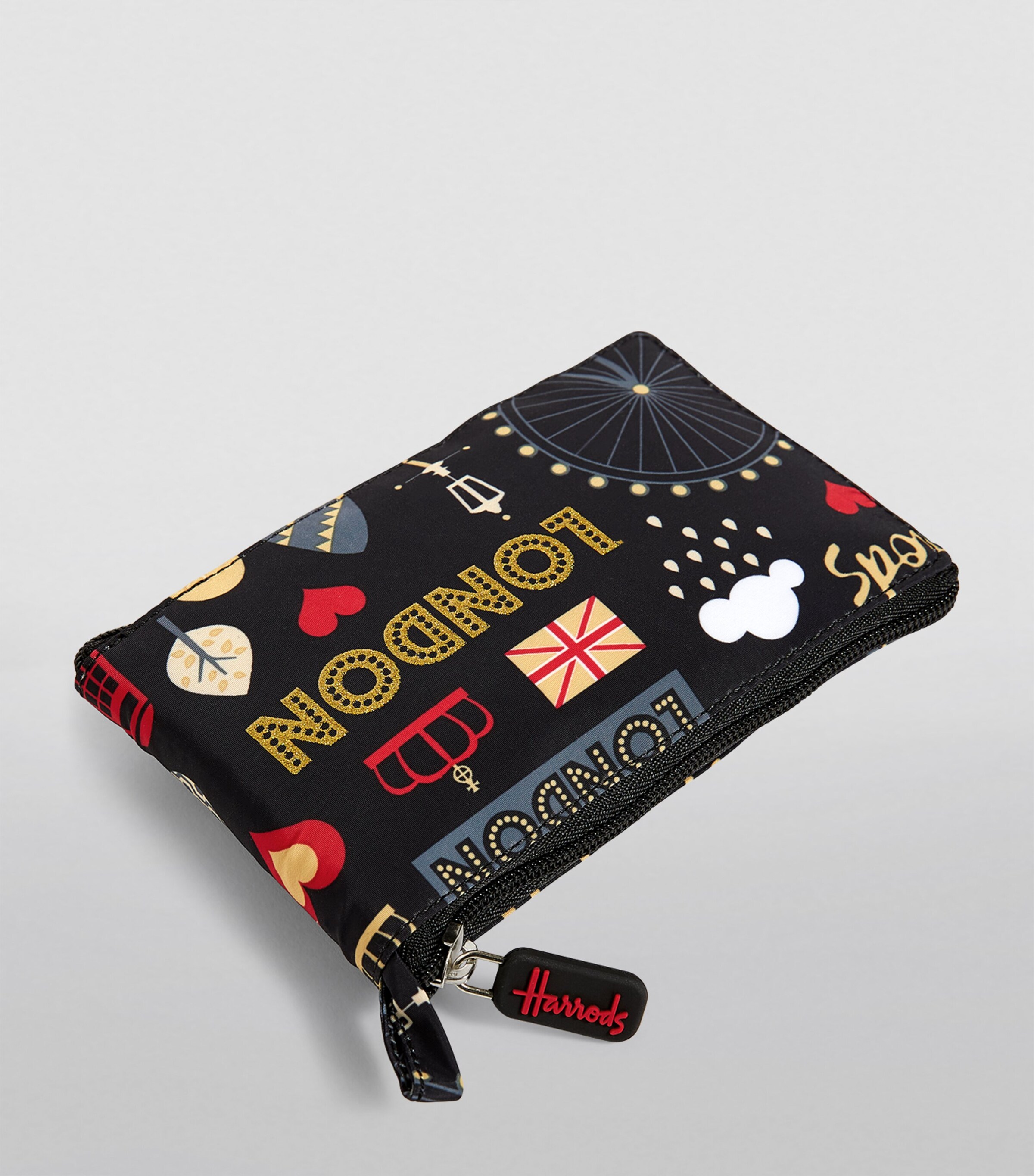 Harrods Glitter London Pocket Shopper Bag Black Image 8