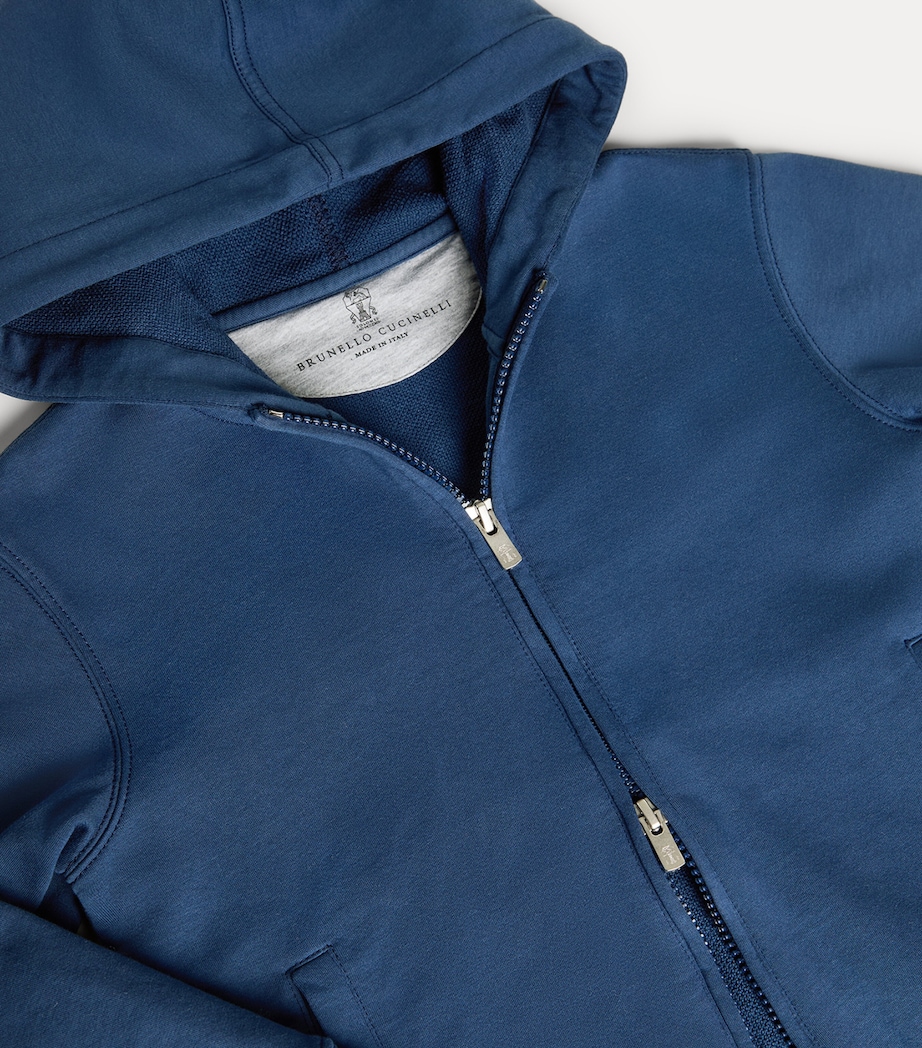 Brunello Cucinelli Kids Cotton-Blend Zip-Up Hoodie (4-6 Years) Image 3