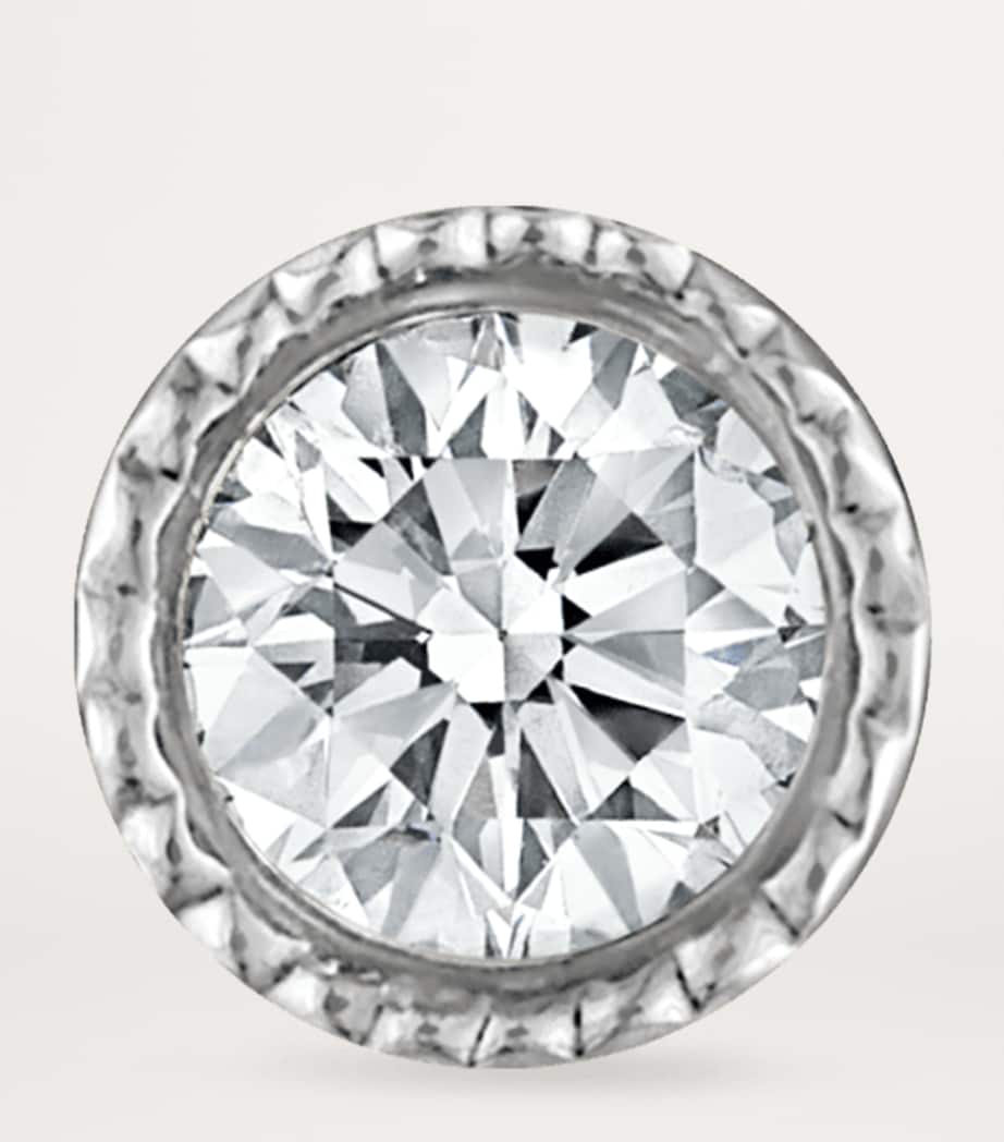 White Gold Scalloped Set Diamond Threaded Stud Earring (1.5mm) WHITE GOLD Image 2