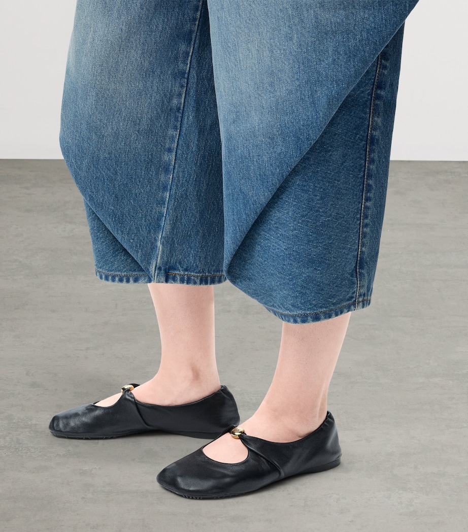 Leather Pebble Soft Ballet Flats BLACK Image 2