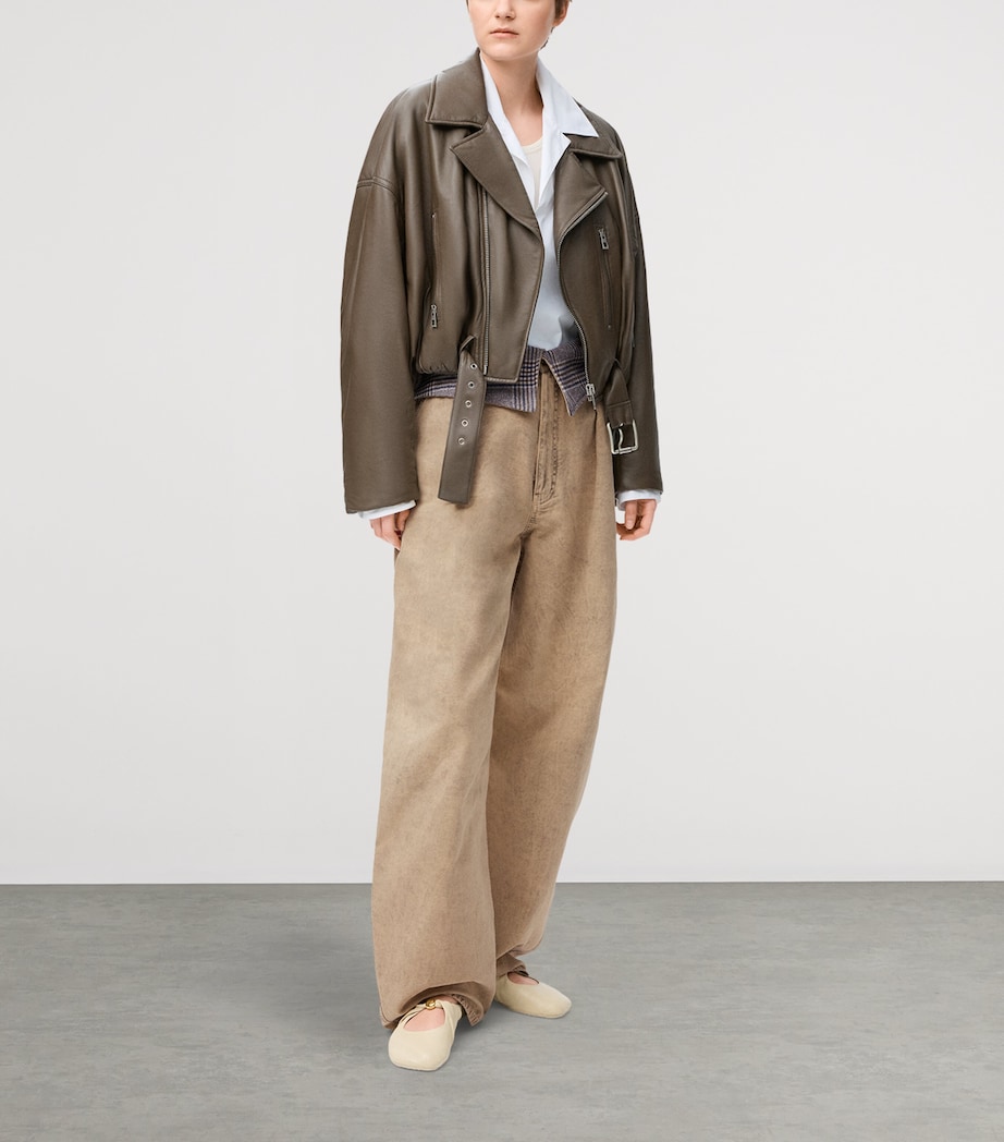 Cotton-Wool Barrel Jeans BEIGE Image 2