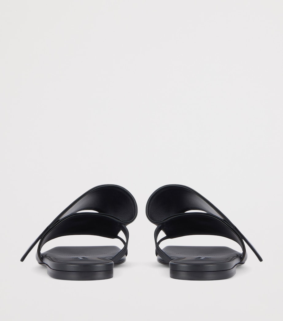 Leather Twisted Ribbon Sandals BLACK Image 5