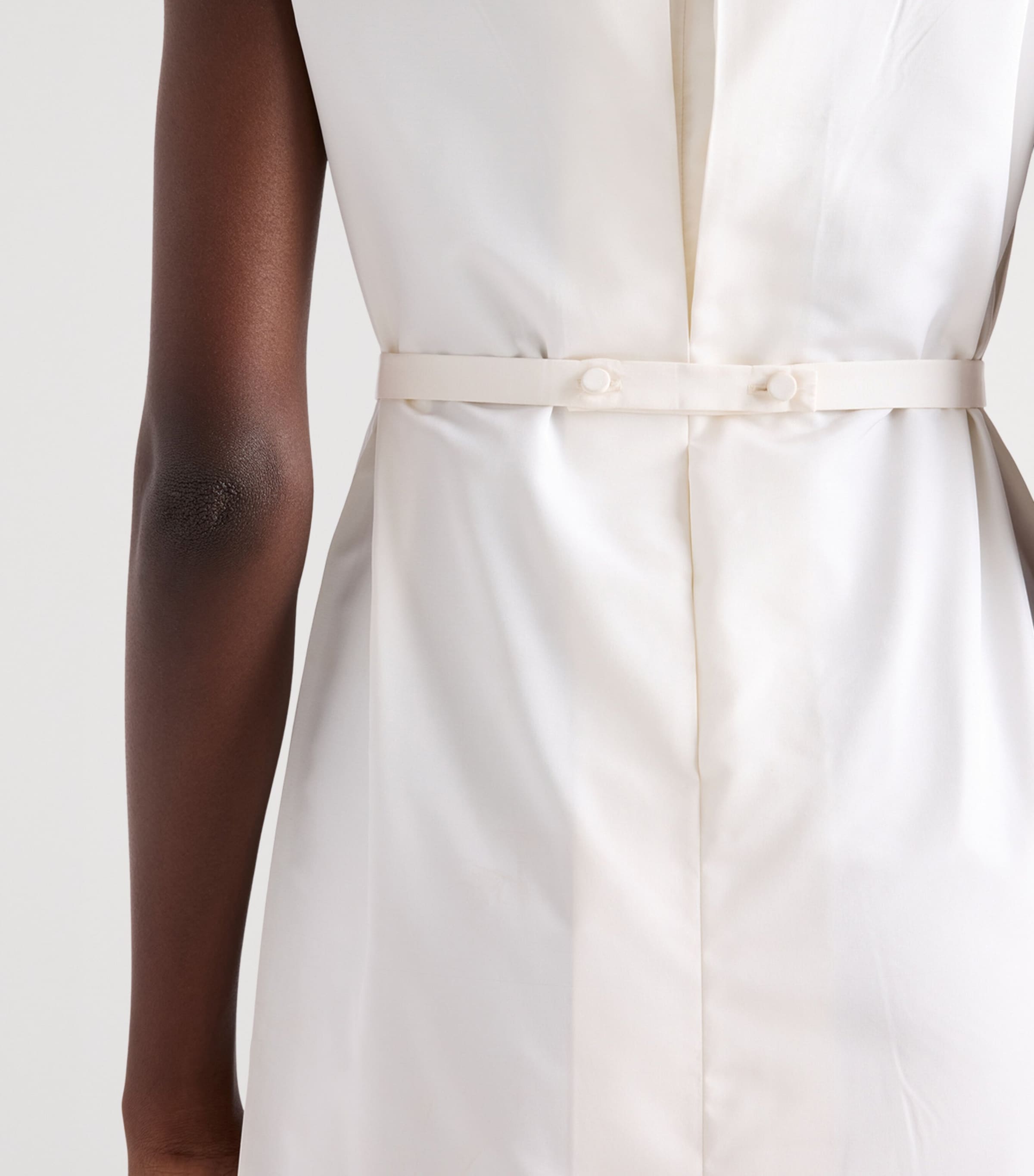 Prada Womens Silk Faille Midi Dress White Image 6