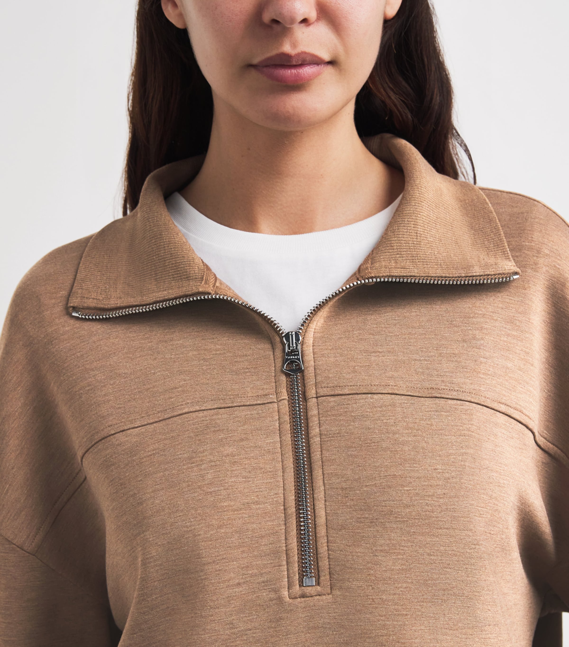 Varley Womens DoubleSoft Kayleigh Half-Zip Sweatshirt Golden Bronze Marl Image 3