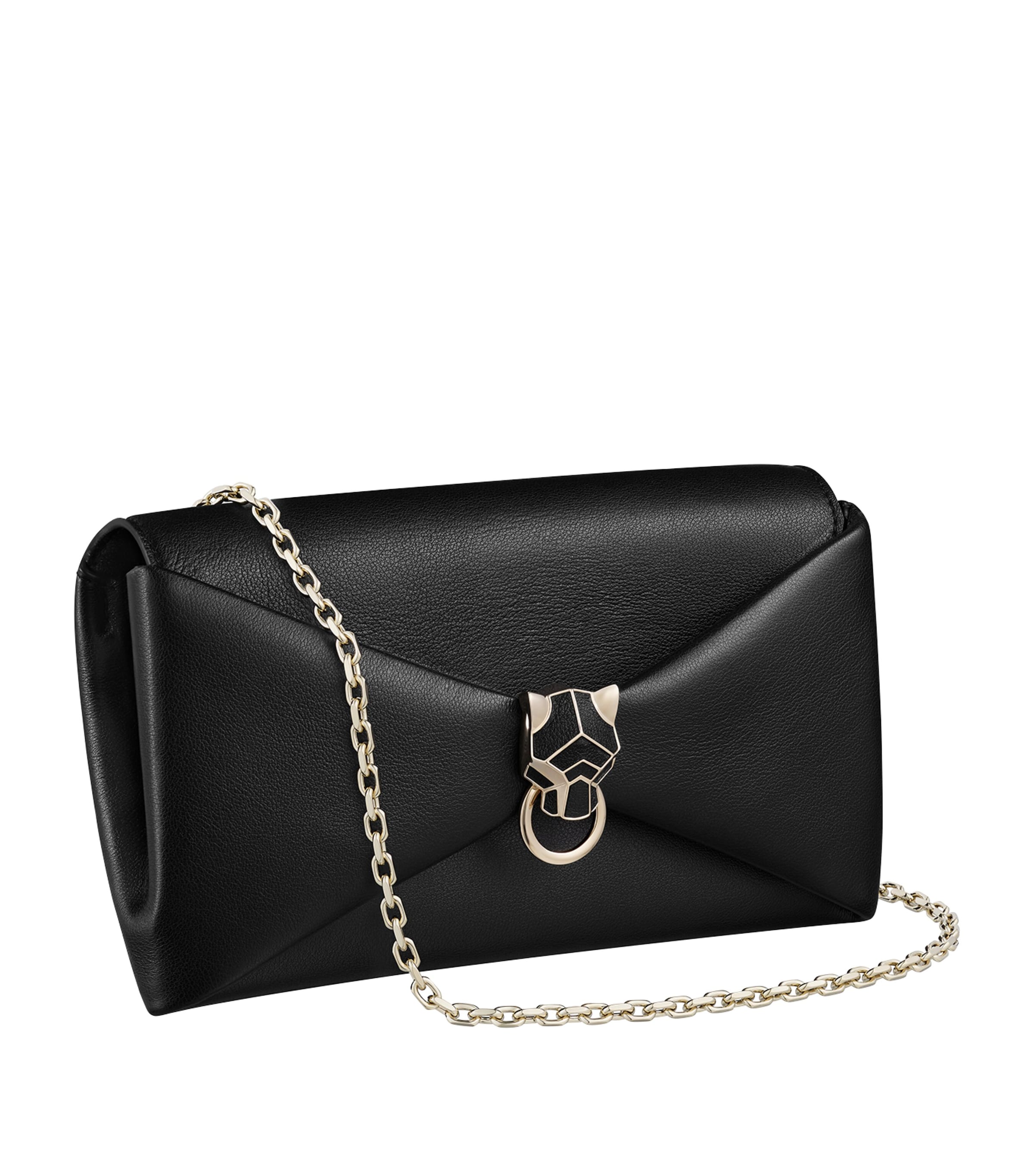 Leather Panthère de Cartier Chain Pouch BLACK Image 1