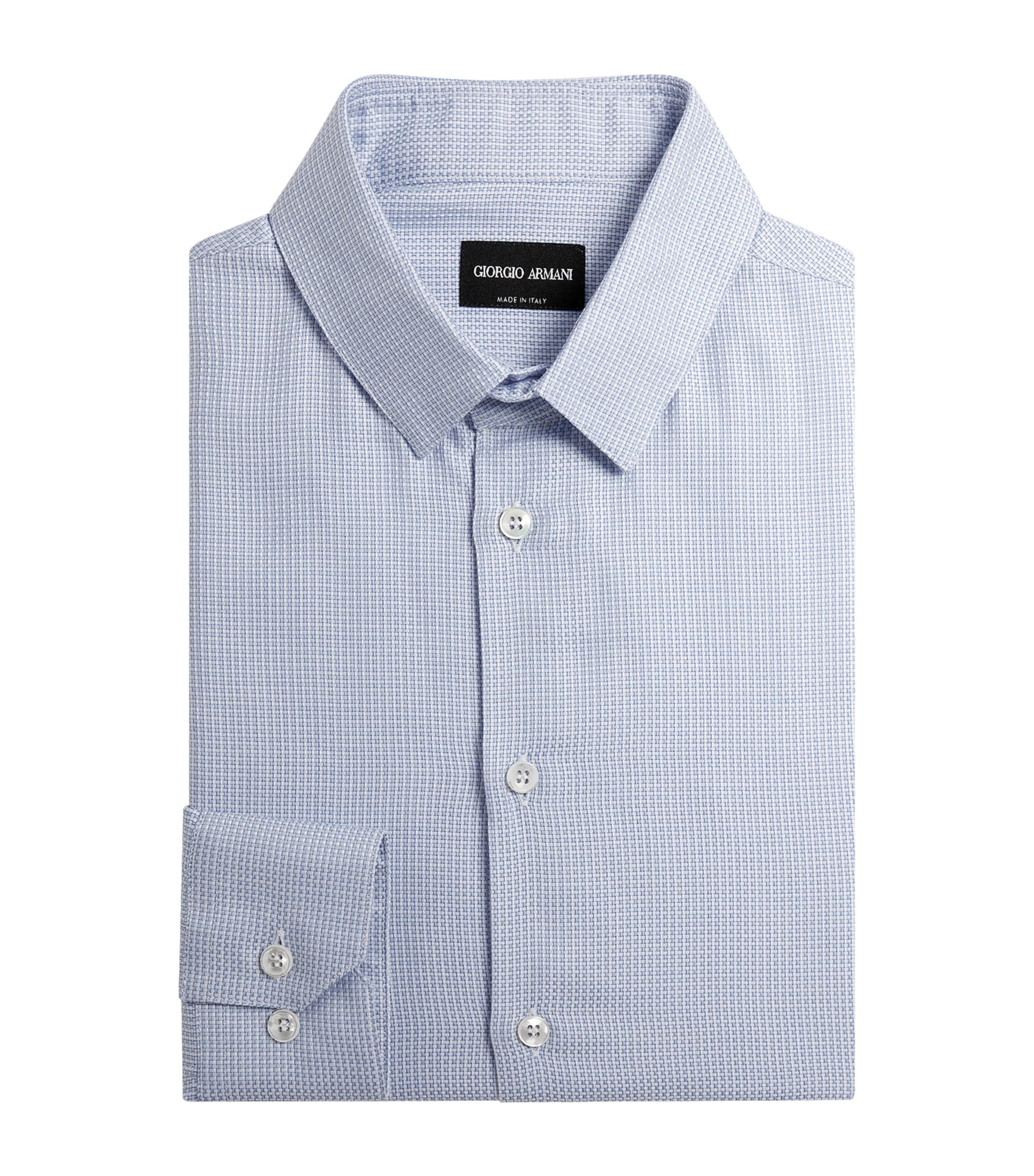 Shop Giorgio Armani Woven Cotton Shirt In Blue