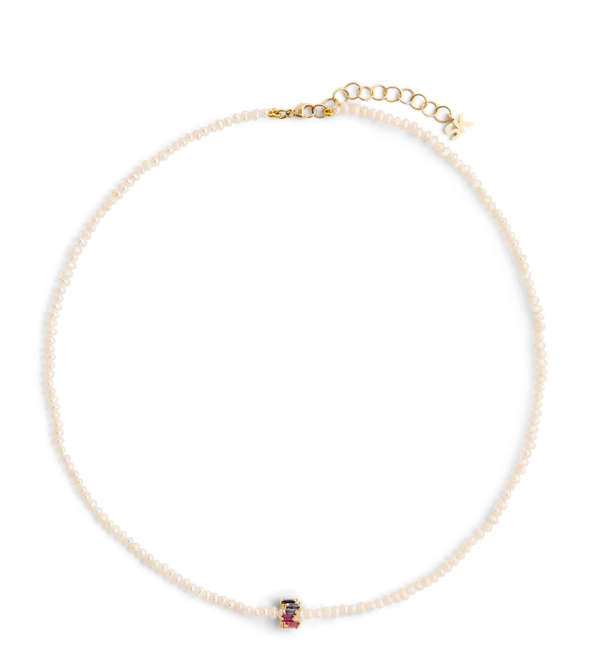 Suzanne Kalan Yellow Gold, Pearl And Rainbow Sapphire Infinite Beaded Necklace