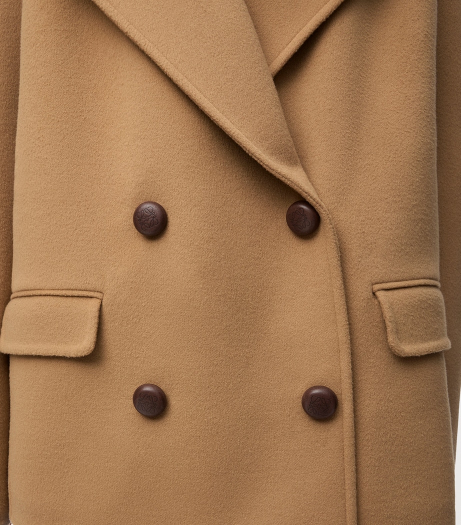 Wool Double-Breasted Short Coat CAMEL Image 5