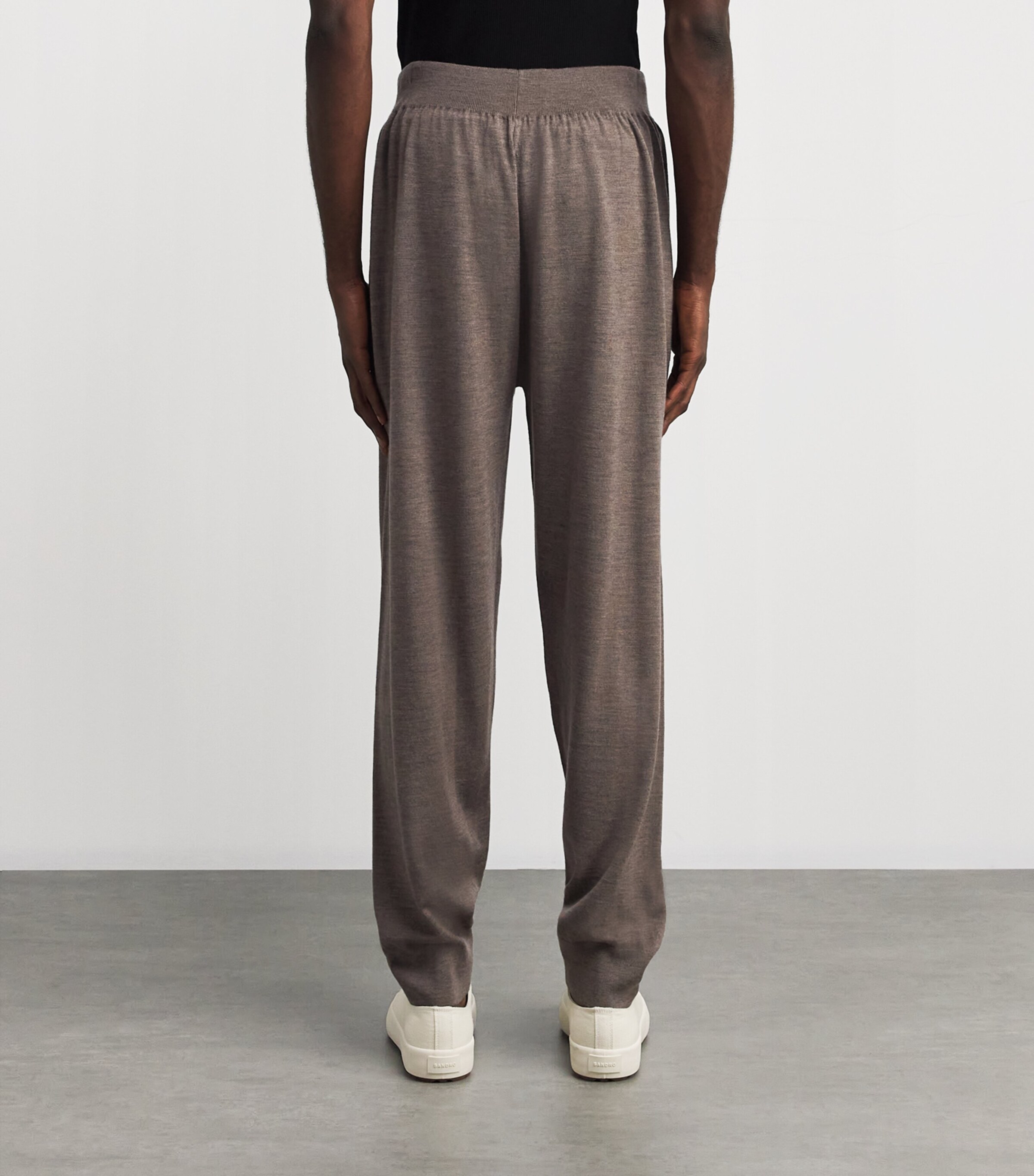 John Smedley Mens Extra Fine Merino Wool Henning Sweatpants Mushroom Image 4